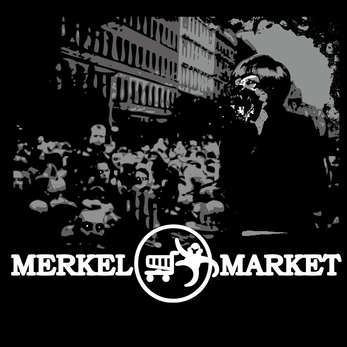 Merkel Market Tee-Records Wolf t-shirt cotone organico