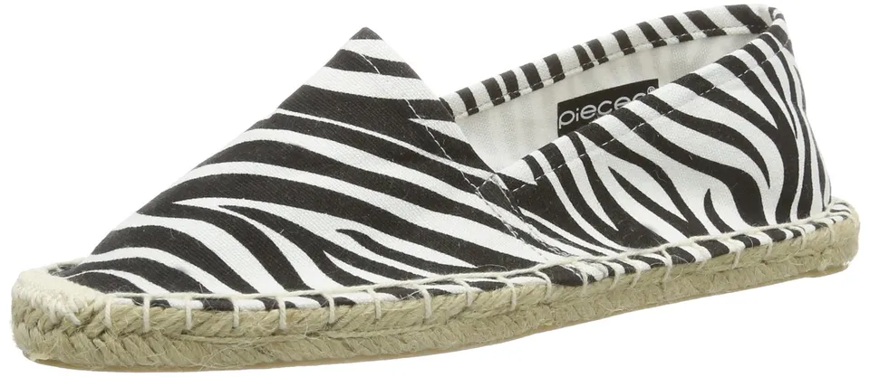 Pieces Haisha Espadrillas Basse Donna Nero Zebra