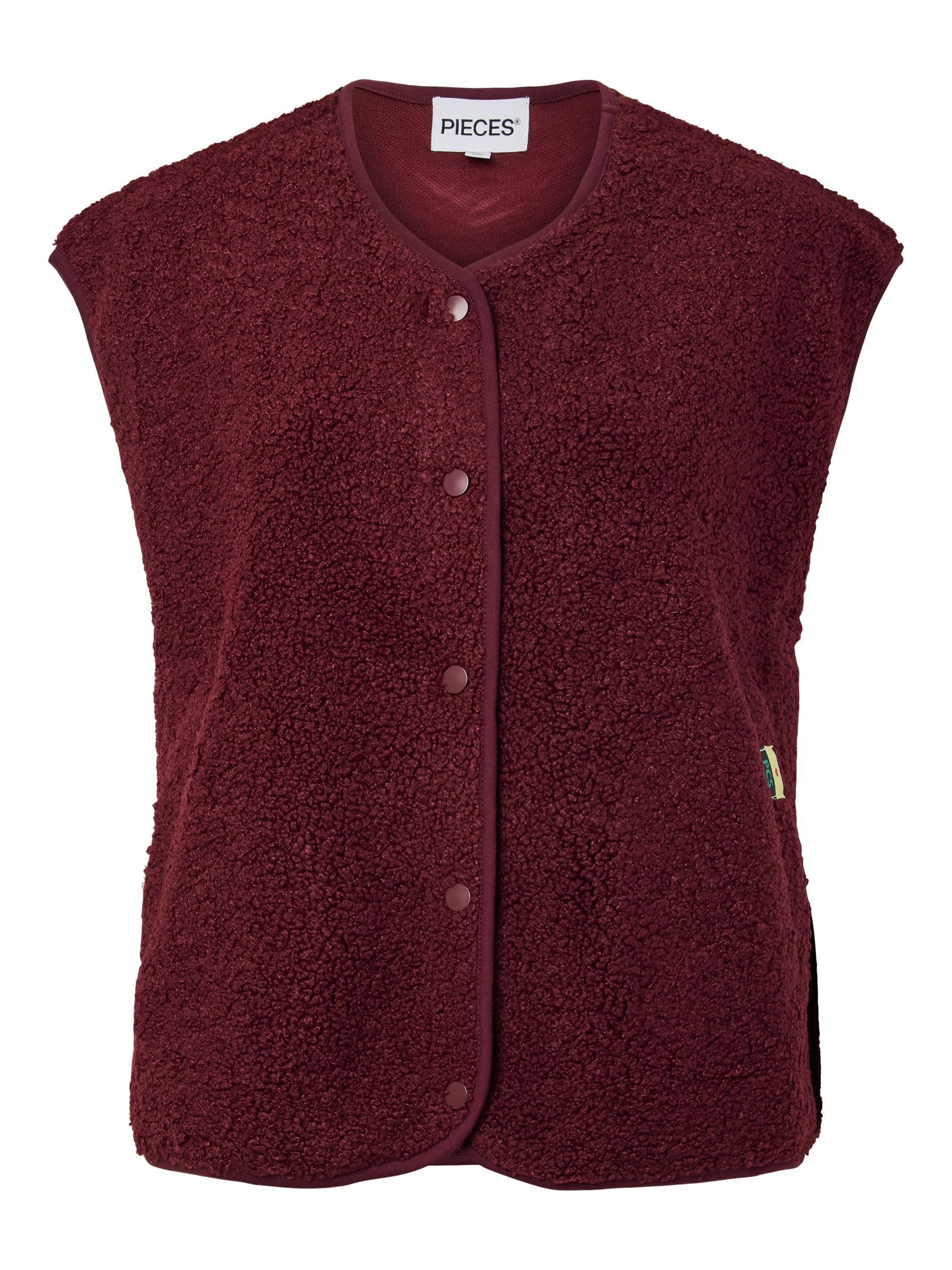 Pieces Pckatty Teddy Vest Bc gilet donna Tawny Port