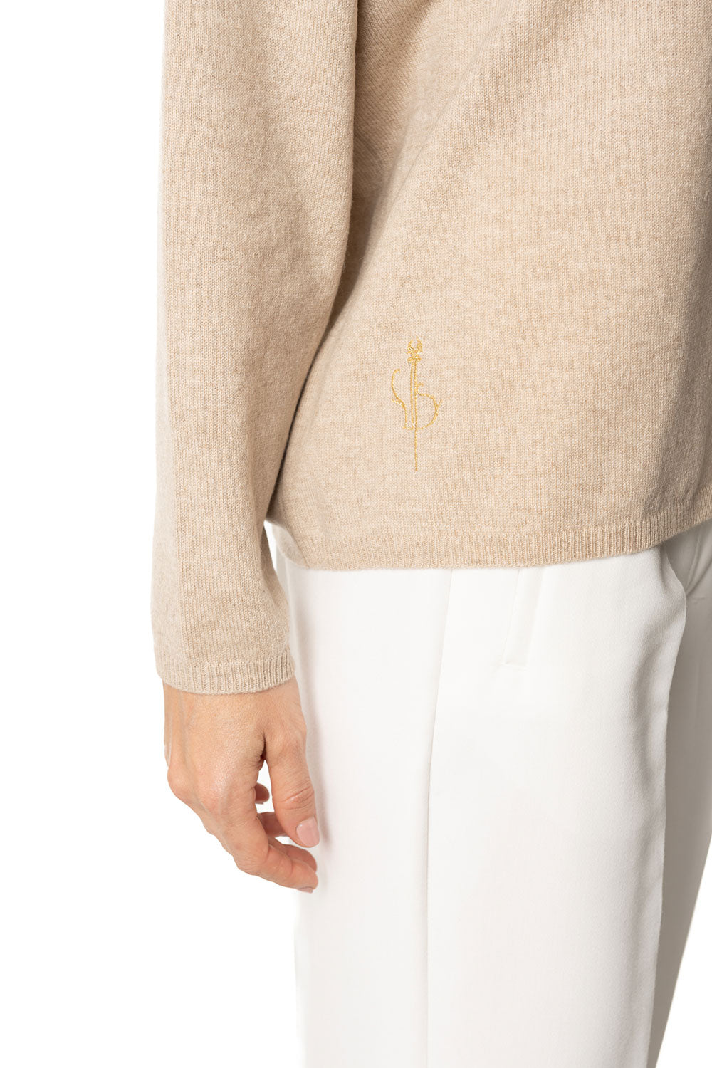 Vittoria Paci Girocollo Cashmere Beige Panna Donna