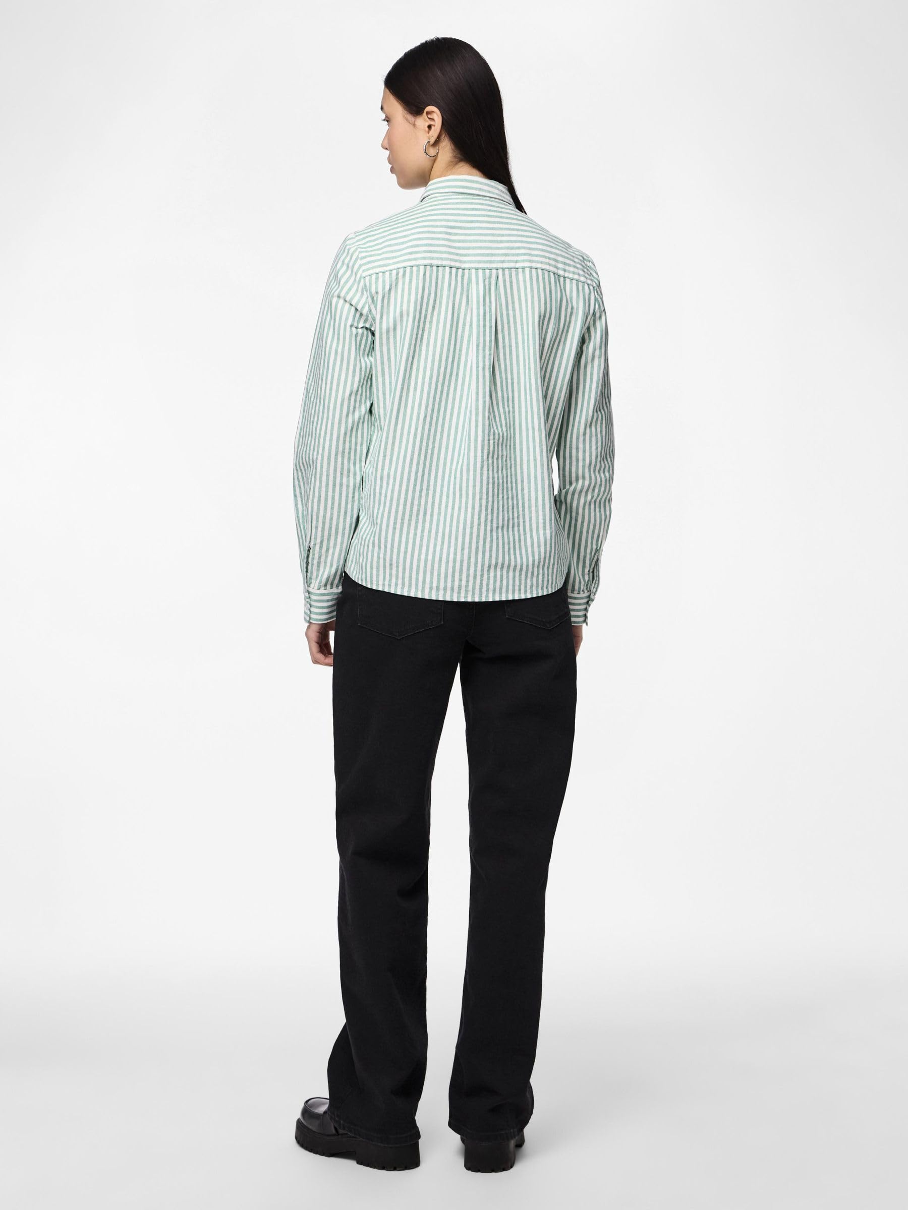 Pieces Pcmirine camicia donna M Cloud Dancer Poinciana righe
