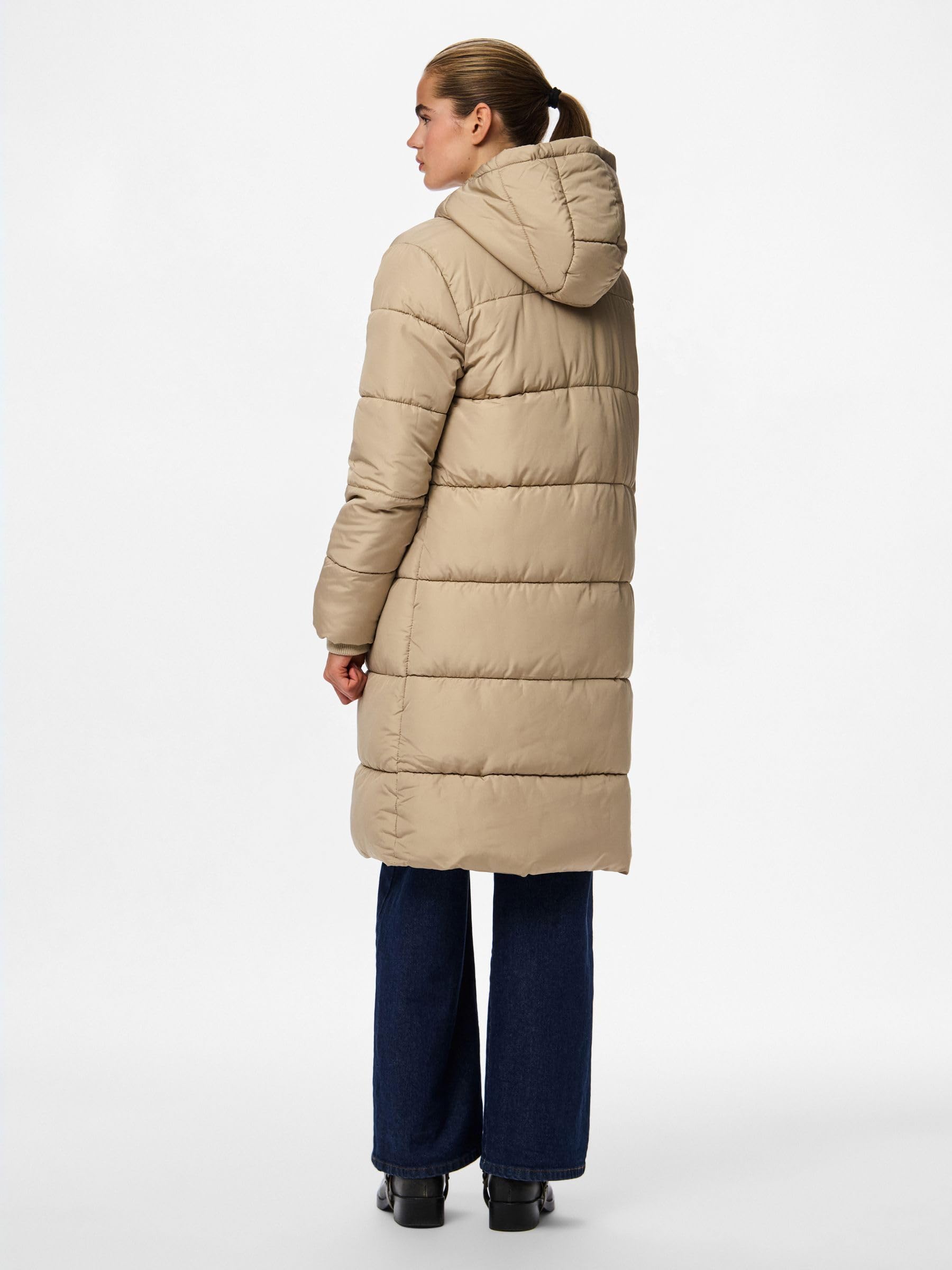 Pieces Pcbee New Long Puffer Jacket Bc piumino XS visone argenteo