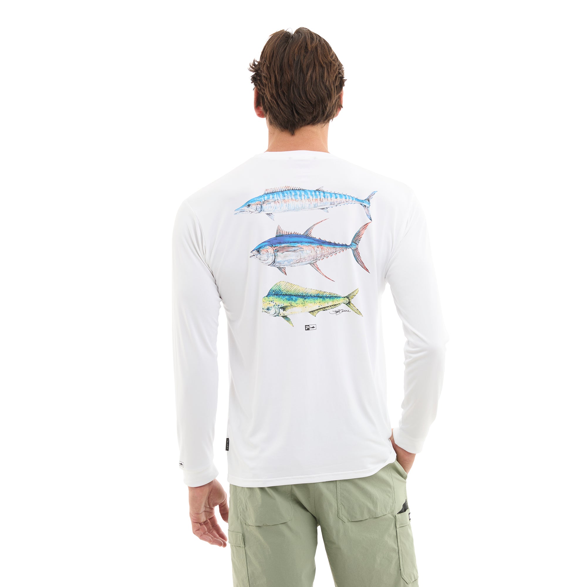 Pelagic Aquatek Goione Three Peat maglia bianca UPF 50+