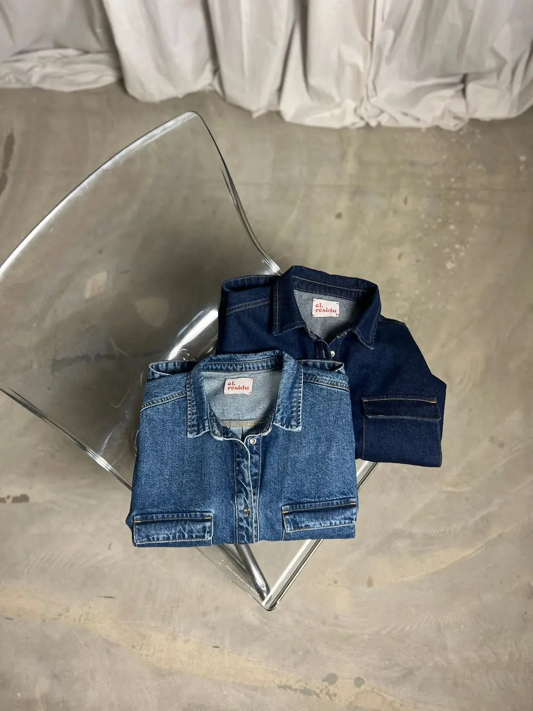 el.residu Isa #2 camicia denim blu 100% cotone