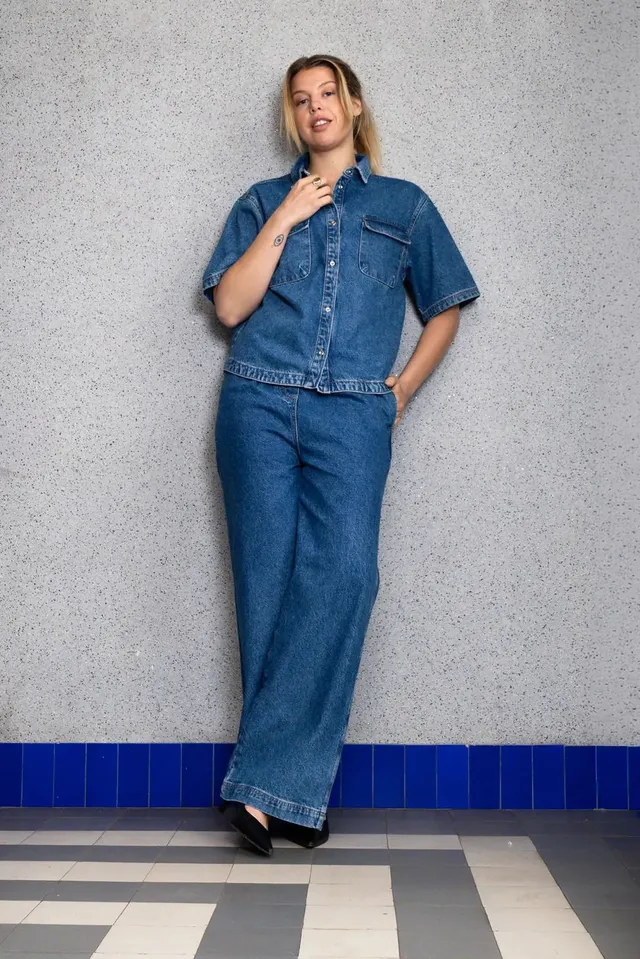 el.residu Elena 1 pantaloni blu cotone