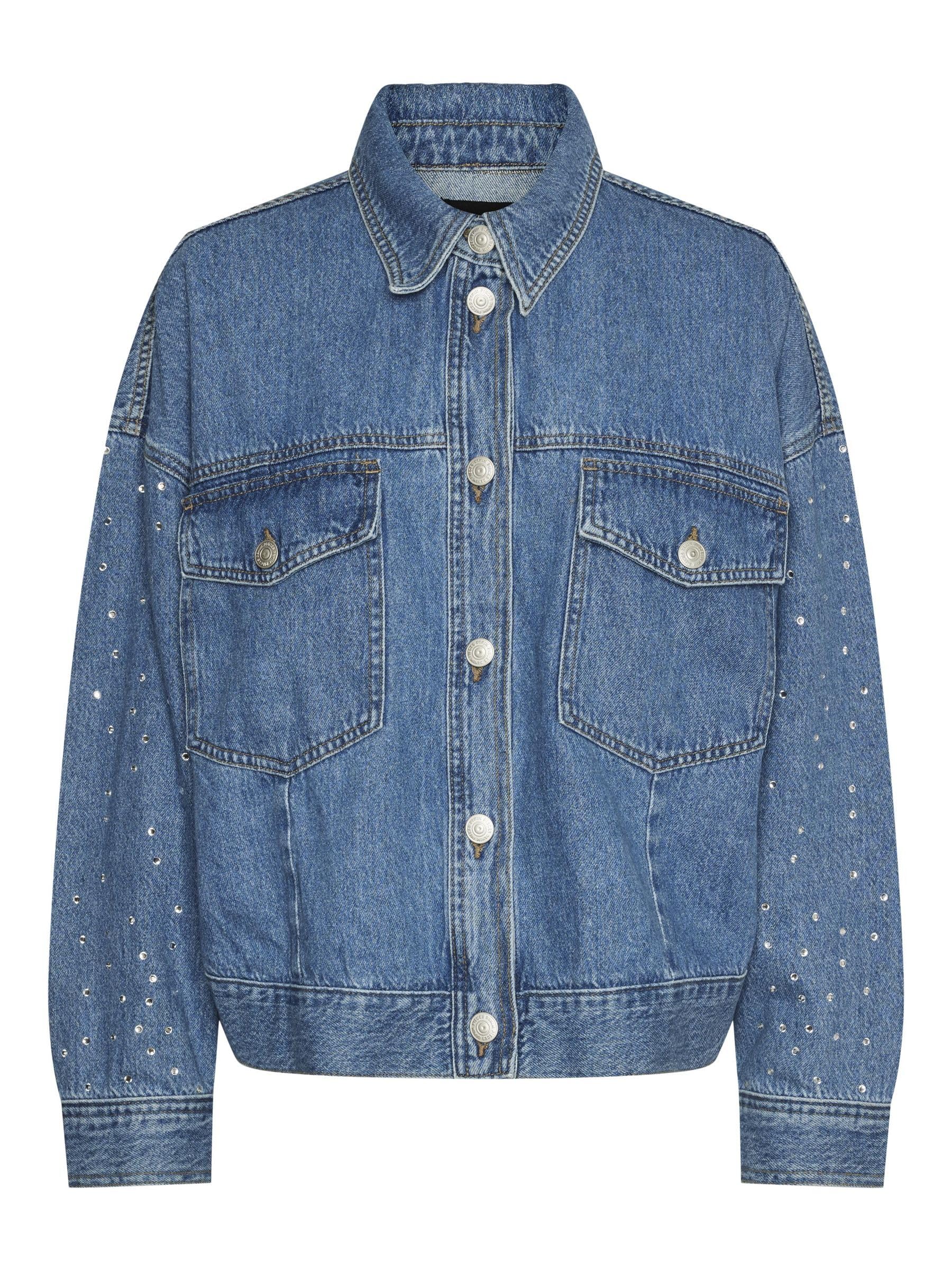 Pieces Pcsky Rhinestone giacca jeans donna strass XS