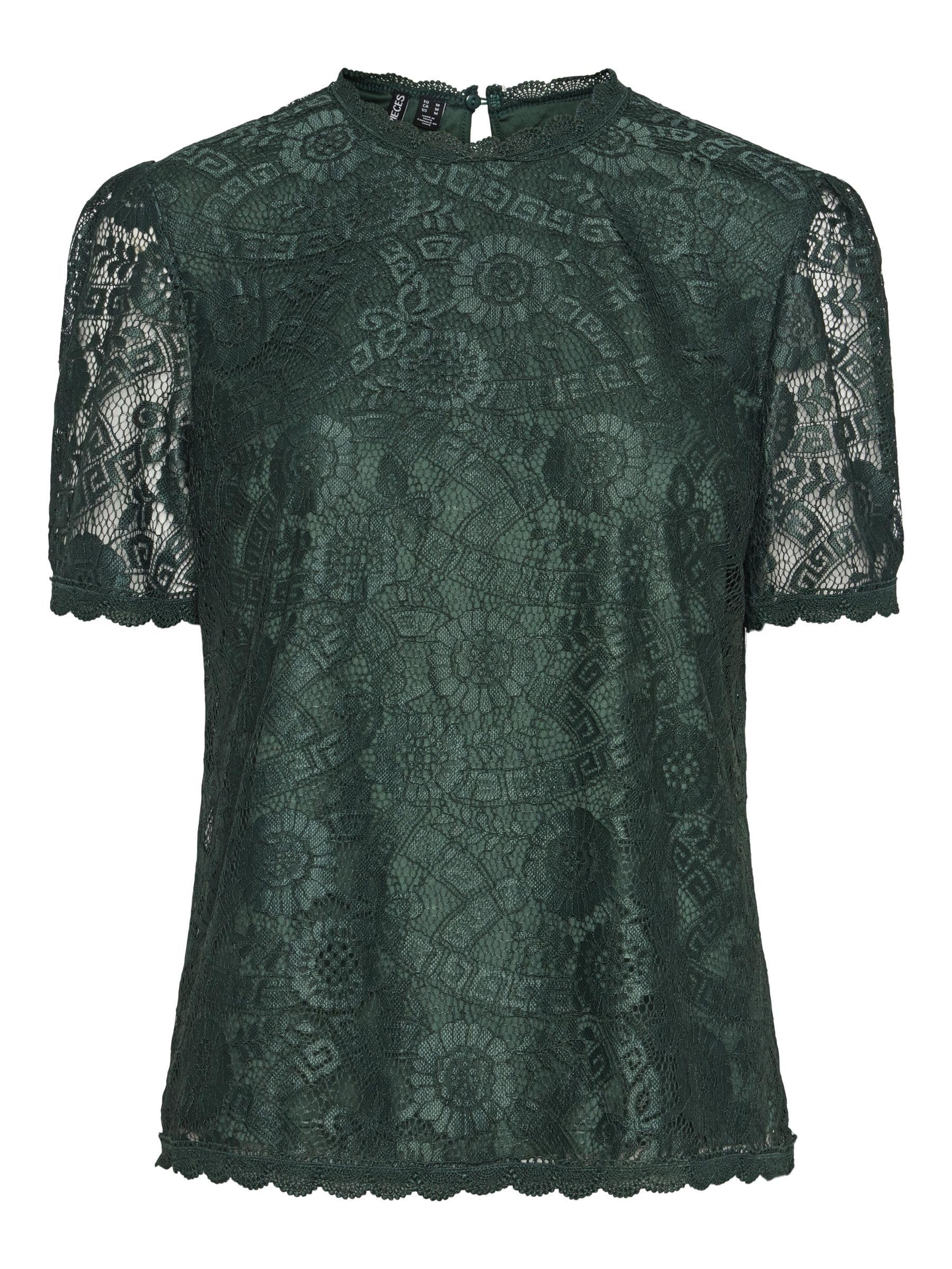 Pieces Pcolline SS Lace Top camicia pizzo maniche corte