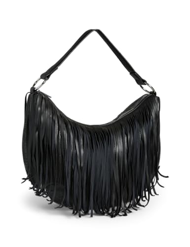 Pieces Pcpinna Fringes borsa tracolla nera cotone