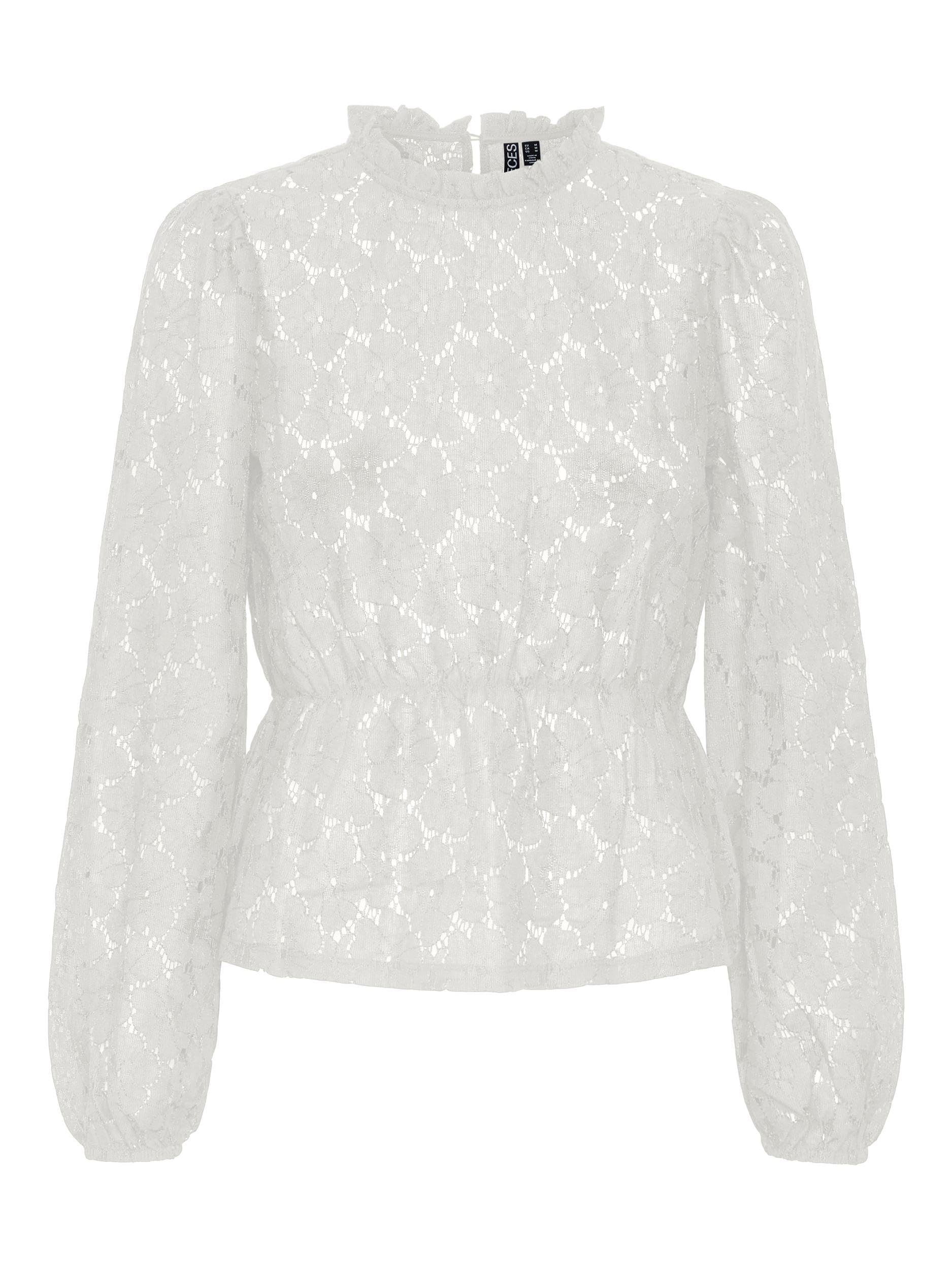 PIECES Pcjanessa LS Lace Top camicia S in pizzo