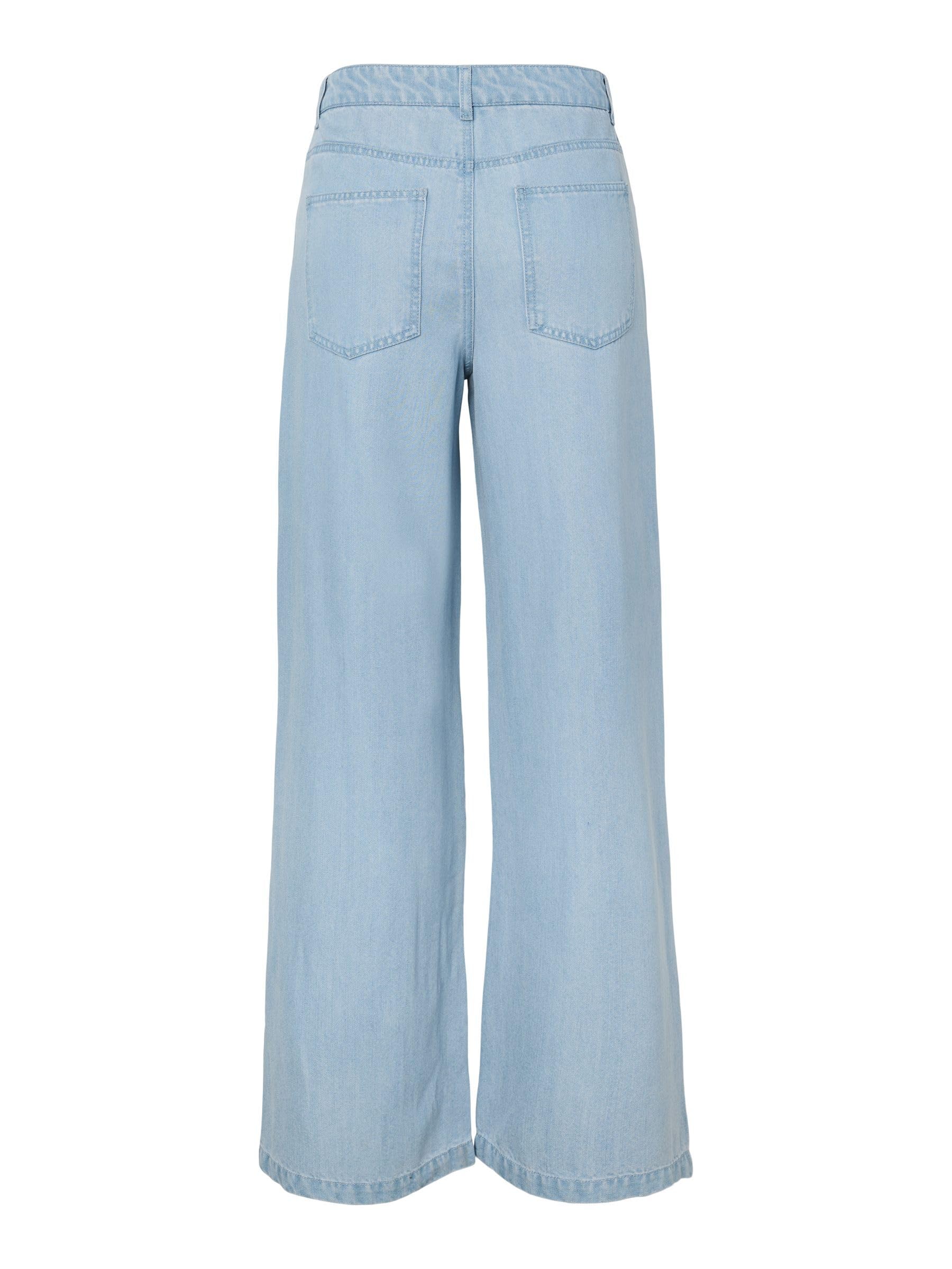 Pieces Pcsmidi MW Wide jeans larghi donna denim uso quotidiano