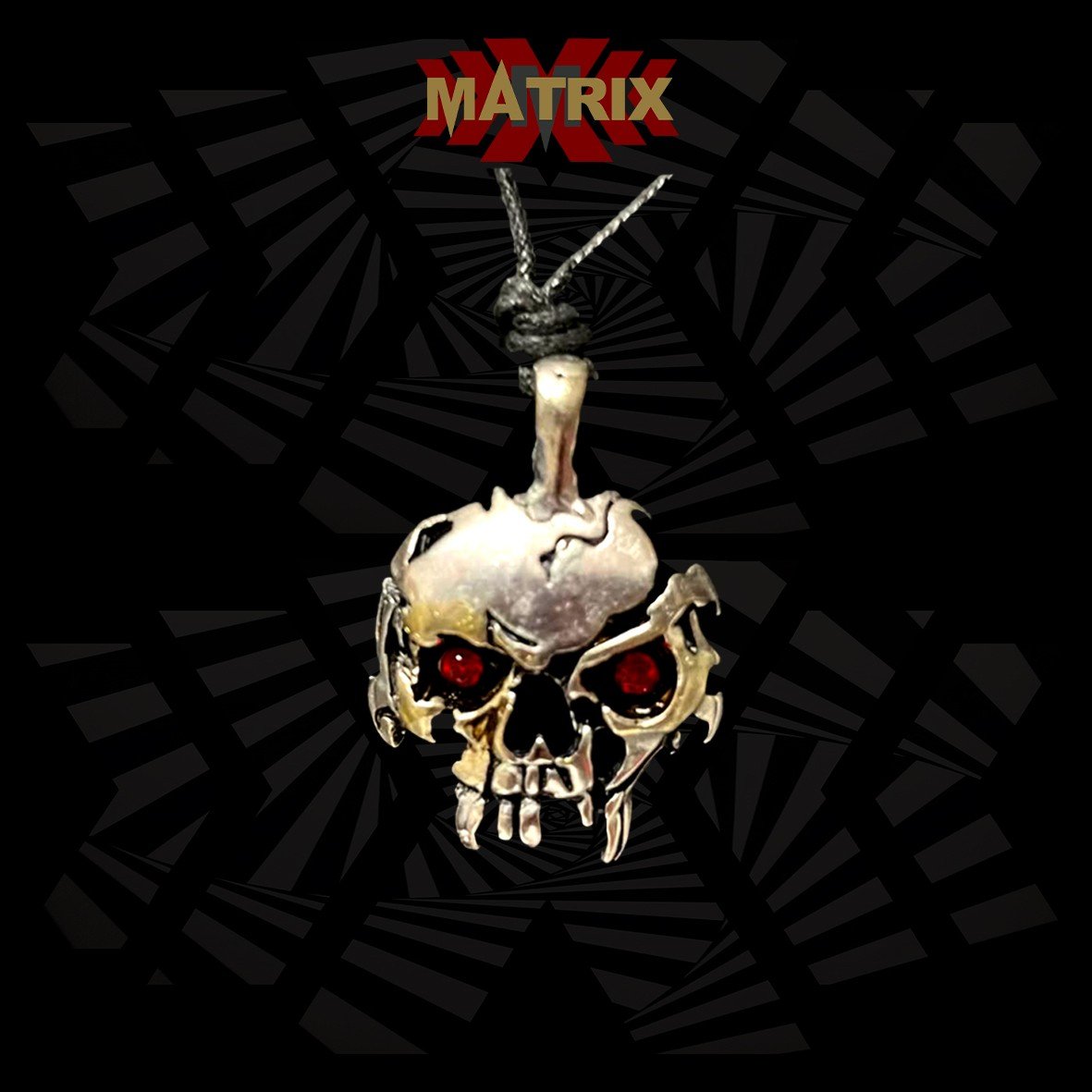 Matrix Music Store Skull Red Strass ciondolo rosso con cordino