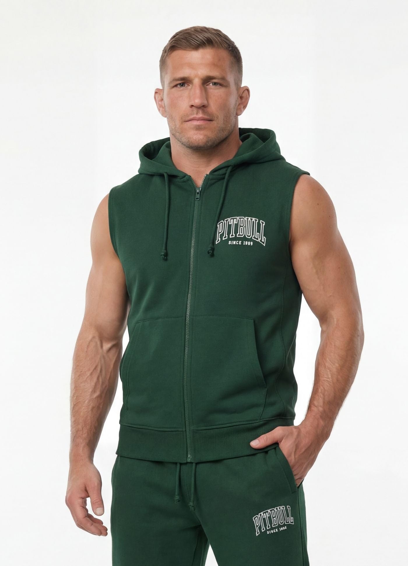 Pitbull Badger gilet uomo con cappuccio zip senza maniche