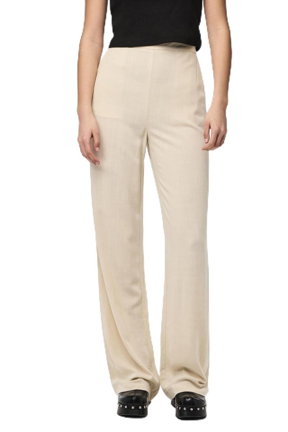 Pieces Pcvinsty Pantaloni Lino Donna L