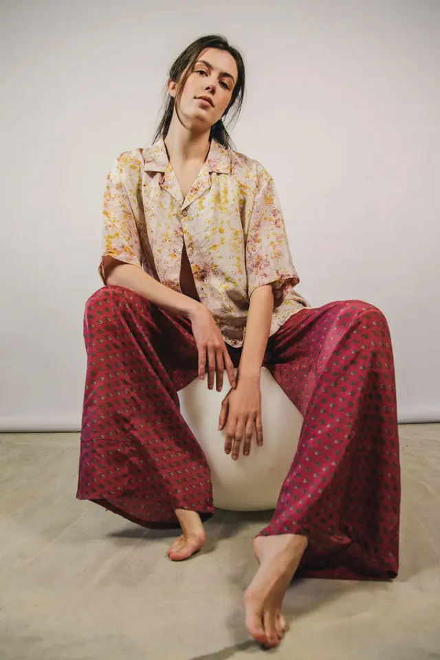 el.residu Madhu Sari 16 pantaloni S/M sari vintage