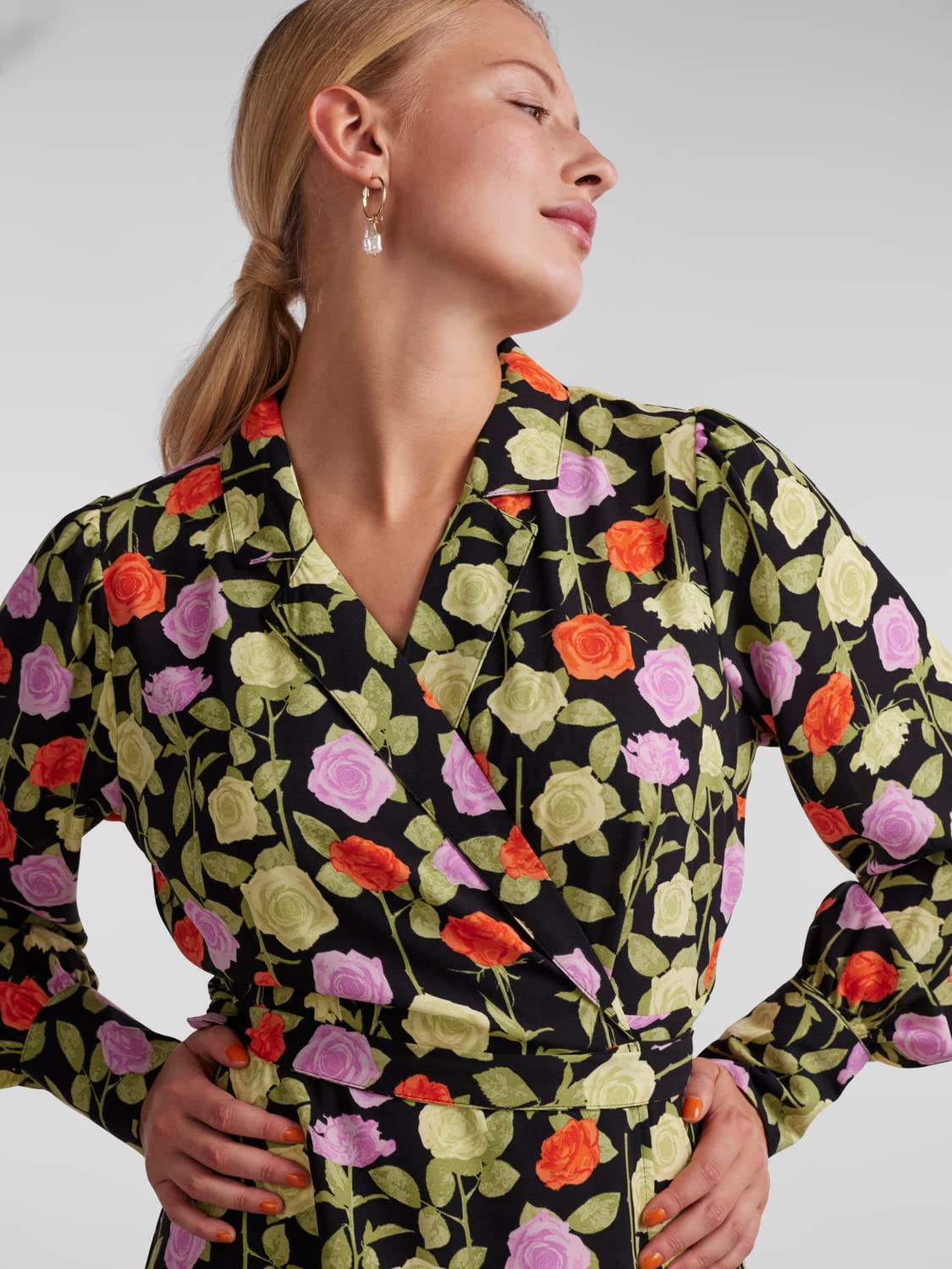 Pieces Pcblossom LS Wrap Dress vestito M a portafoglio