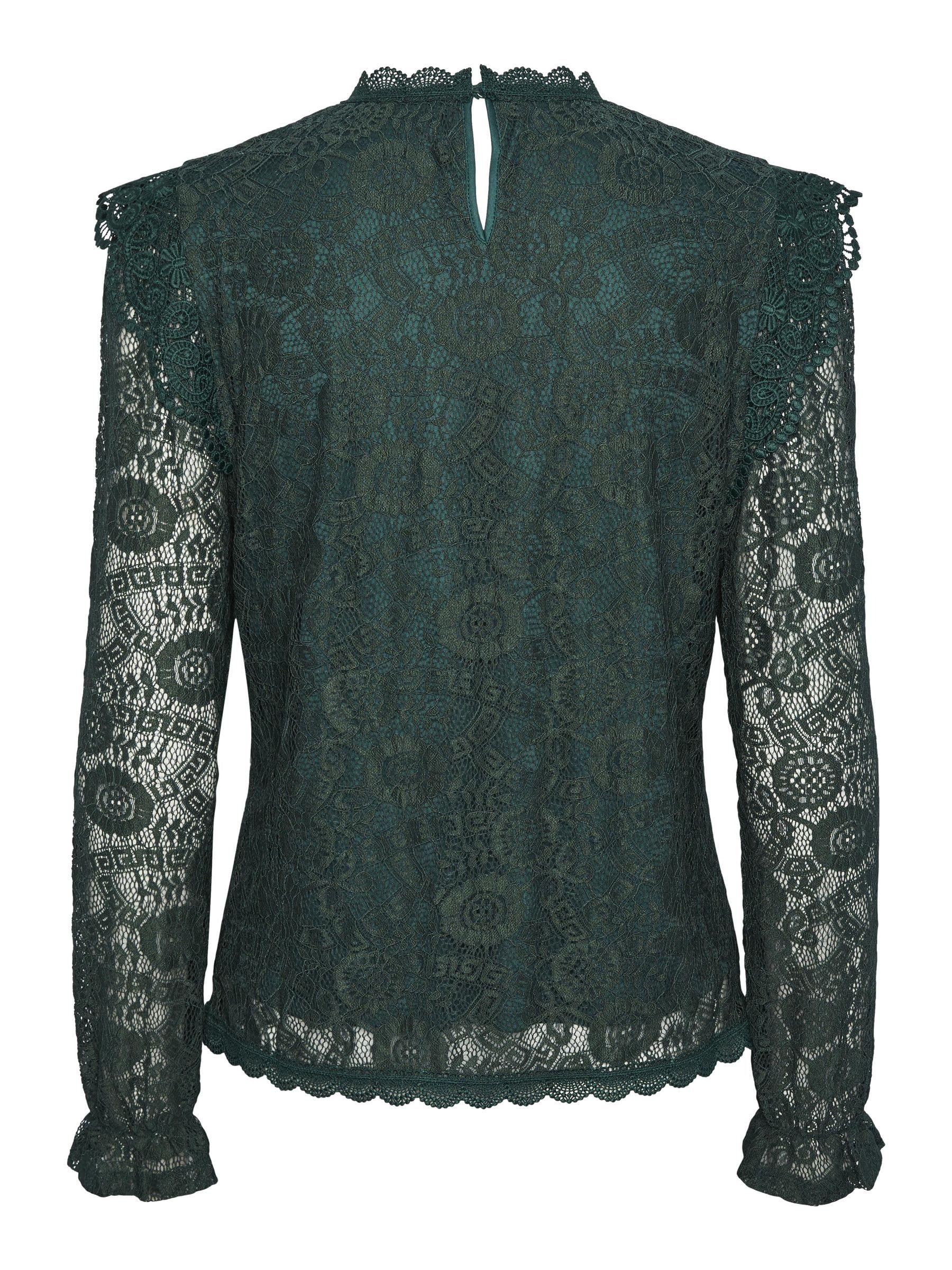Pieces Pcolline LS Lace Top Noos BC camicia verde