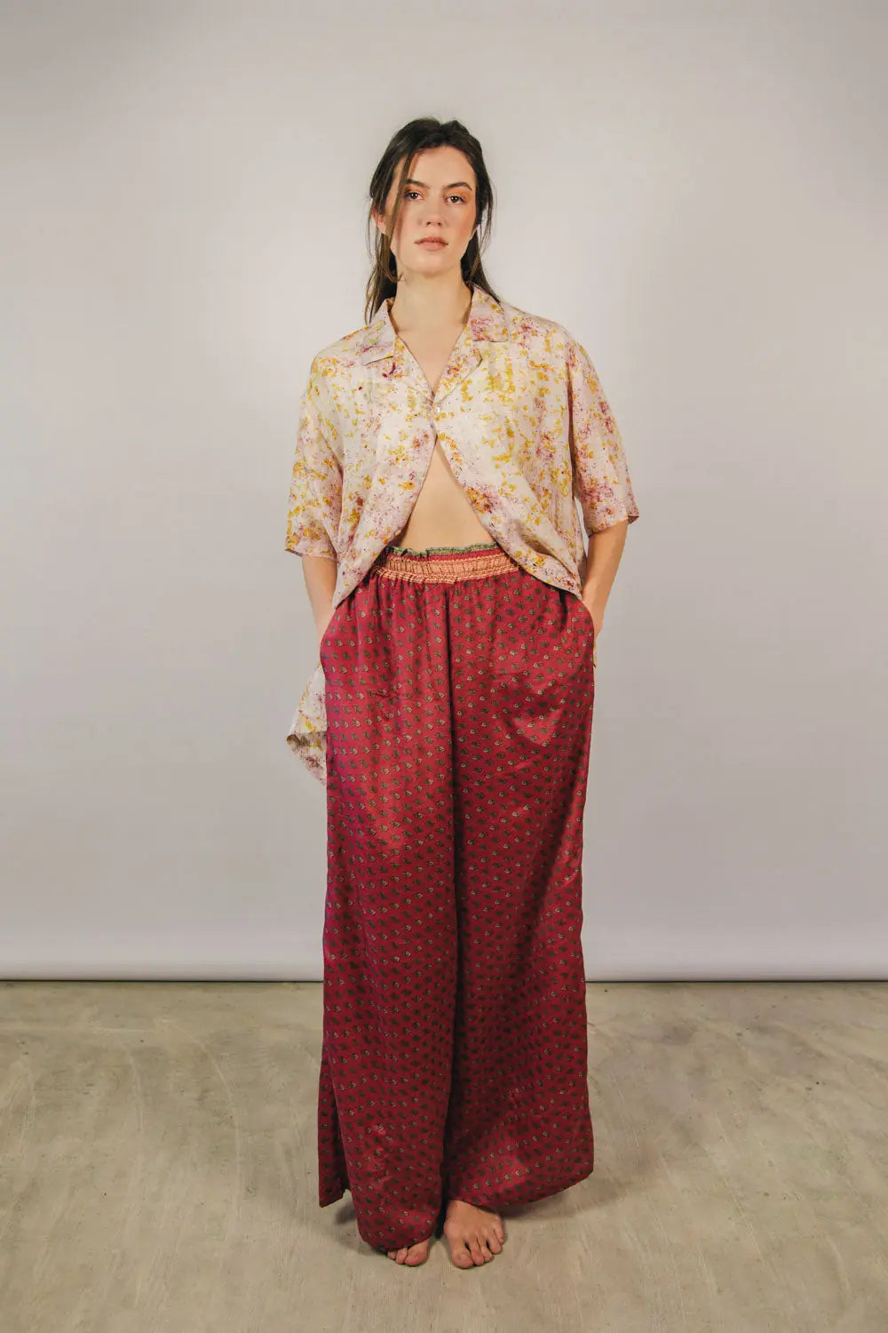 el.residu Madhu Sari 16 pantaloni S/M sari vintage
