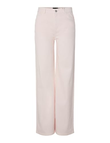 Pieces Pcsilke MW Wide Colered Jeans Noos BC bianco 33W/32L gamba larga