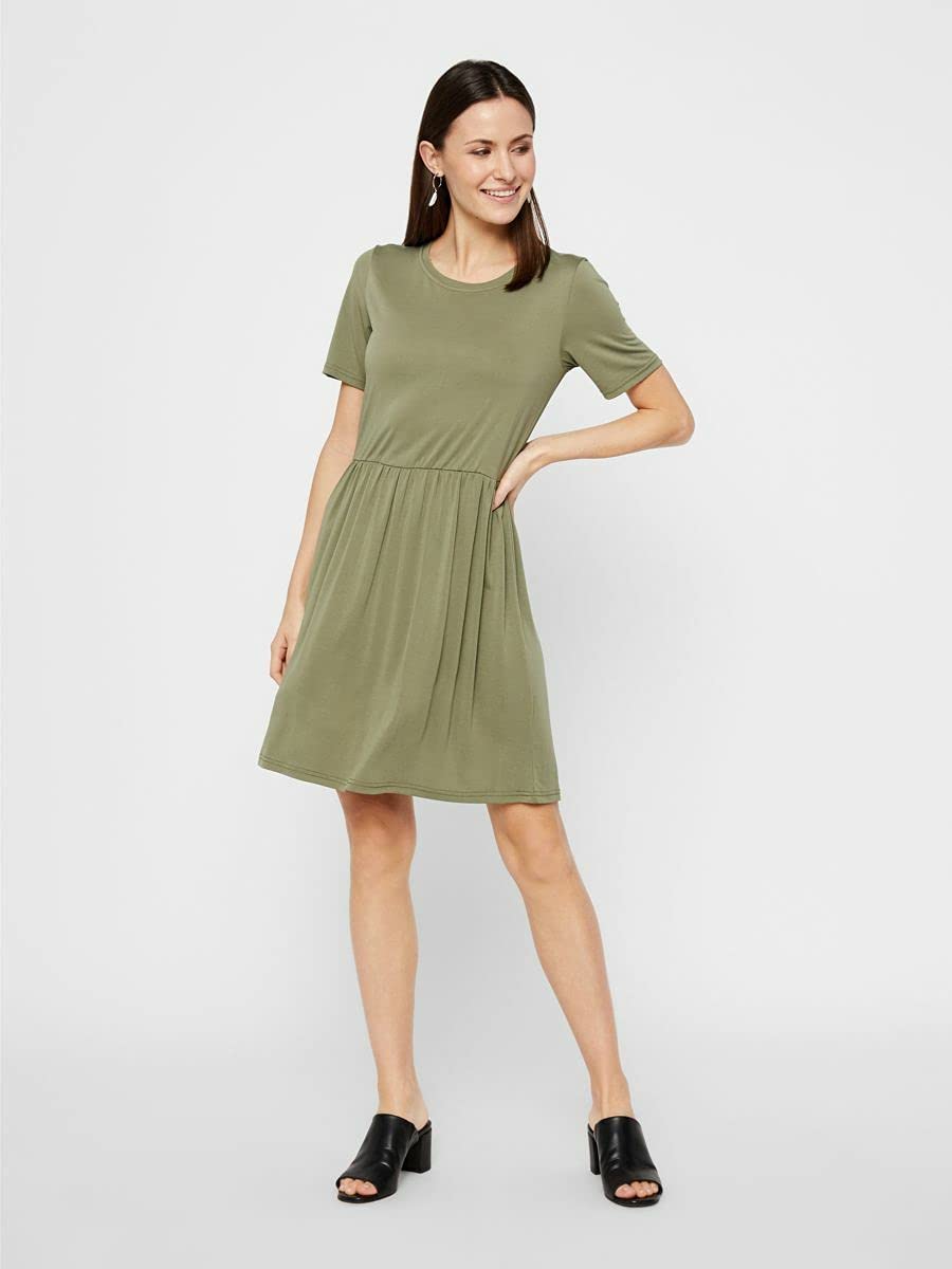 Pieces Pckamala SS Noos BC vestito jersey verde licheni shift