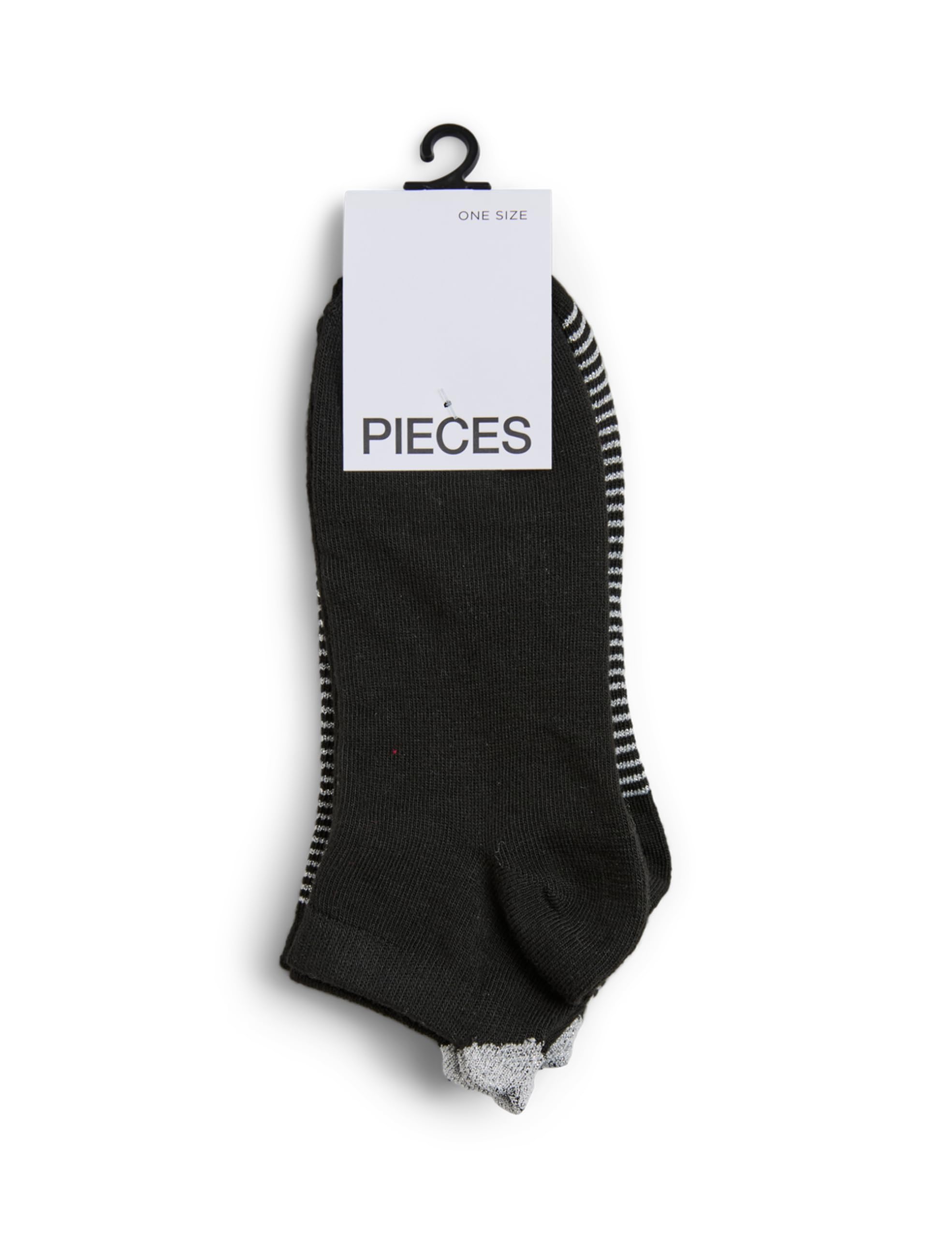 Pieces Pclaura Ankle Socks calze glitter nere 2 pezzi uso quotidiano