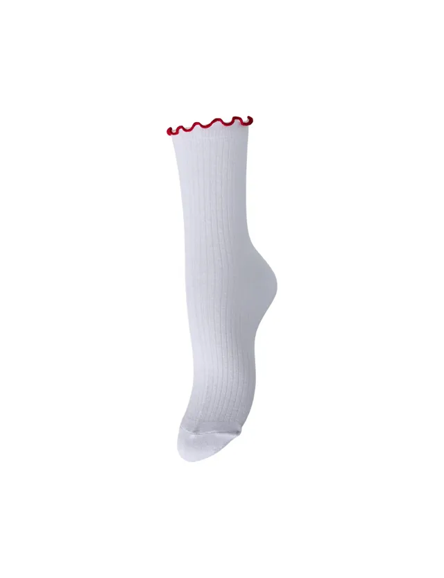 Pieces Pcafia Contrast Frill calzini bianchi taglia unica
