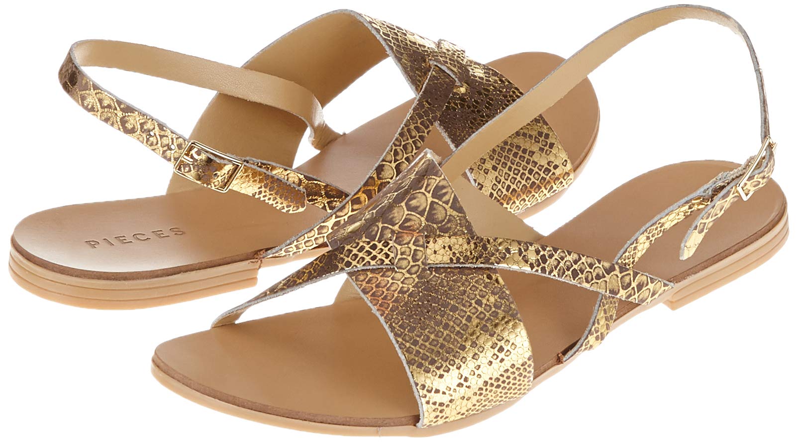 Pieces Psjoyce Leather sandali animalier donna