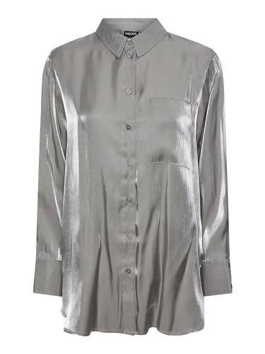 Pieces camicia cangiante argento tasca petto