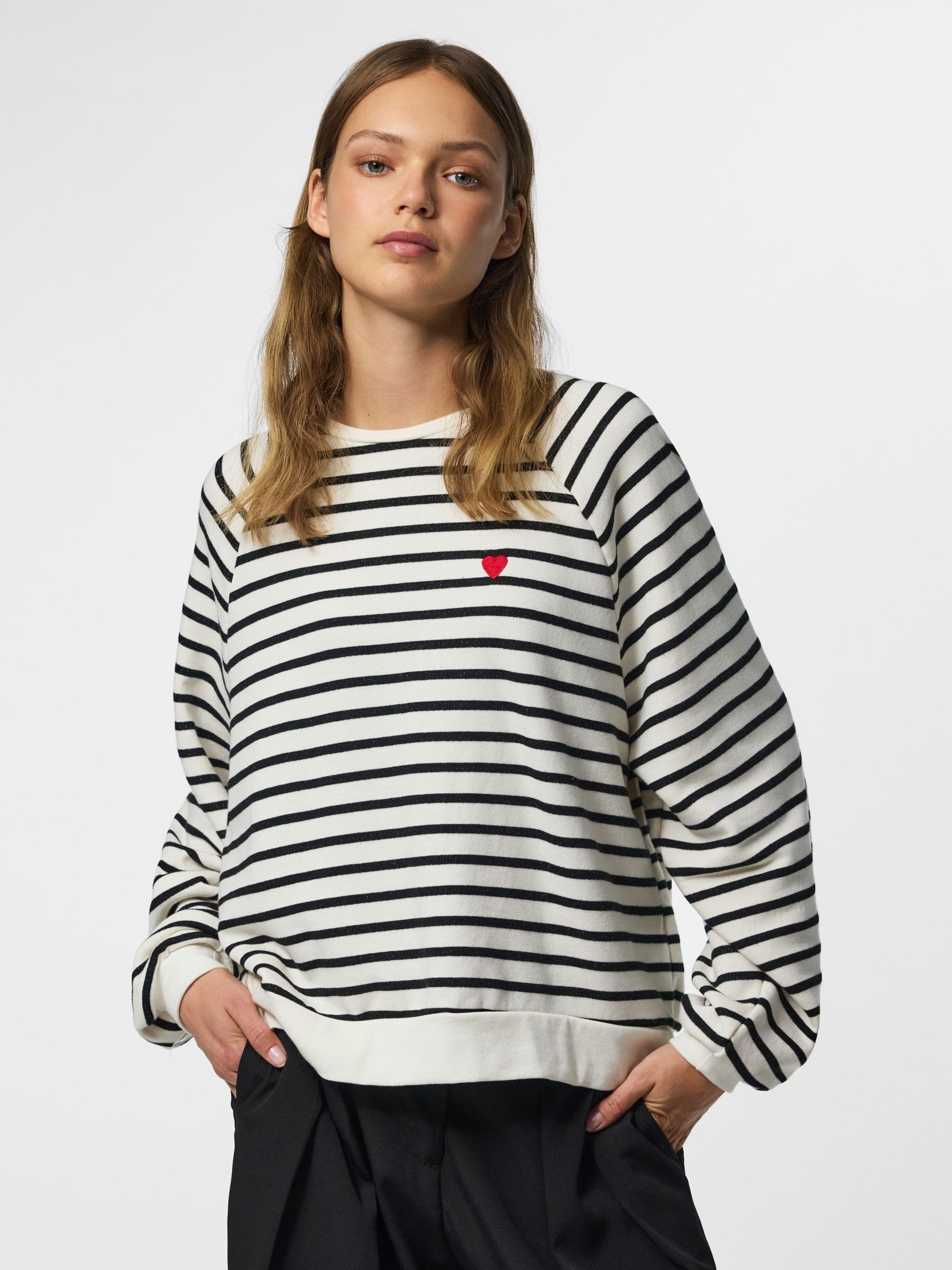 PIECES Pcgreta LS EMB Sweat FC felpa XL cotone