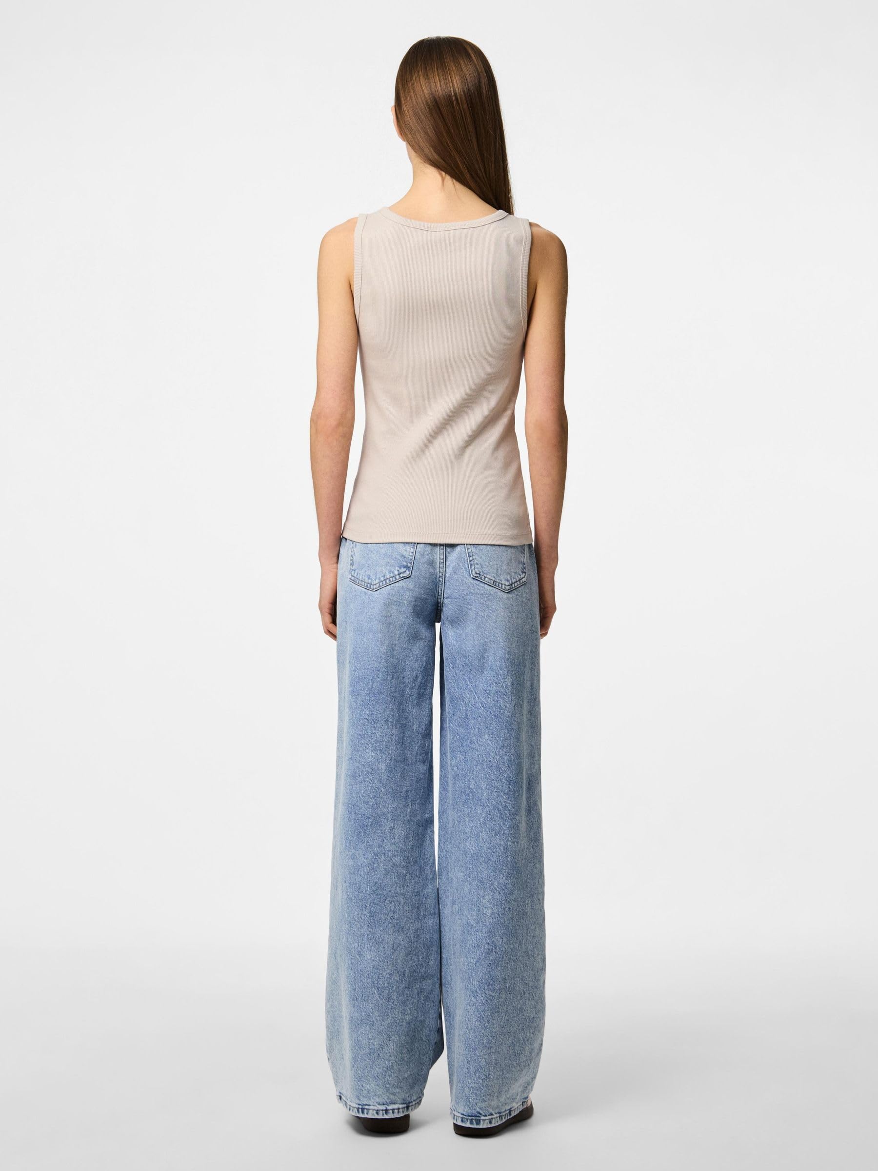 Pieces Pcmay Canotta Costine Donna Argento L