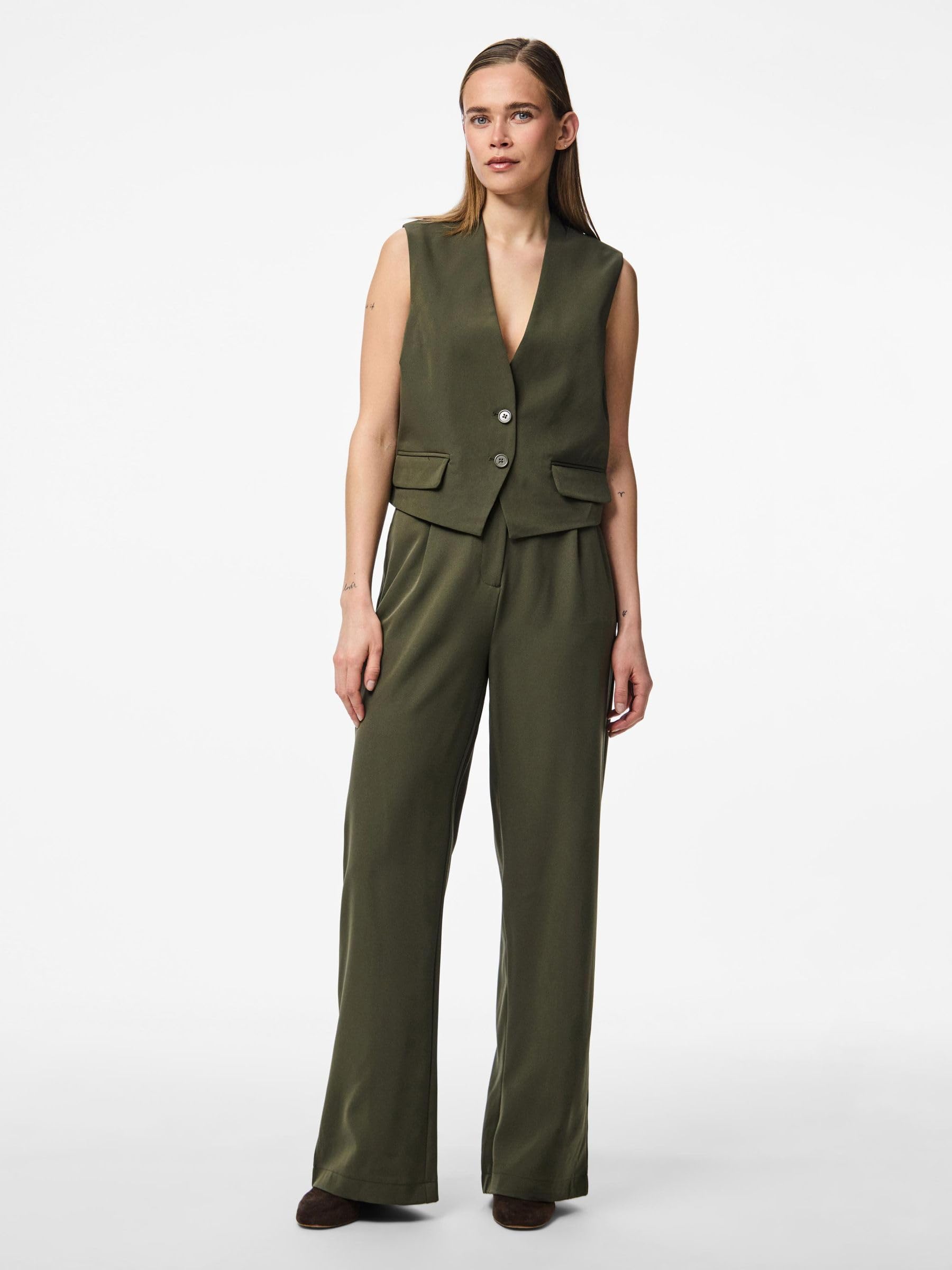 Pieces Pcnimora HW Pants BC pantaloni eleganti donna S vita alta