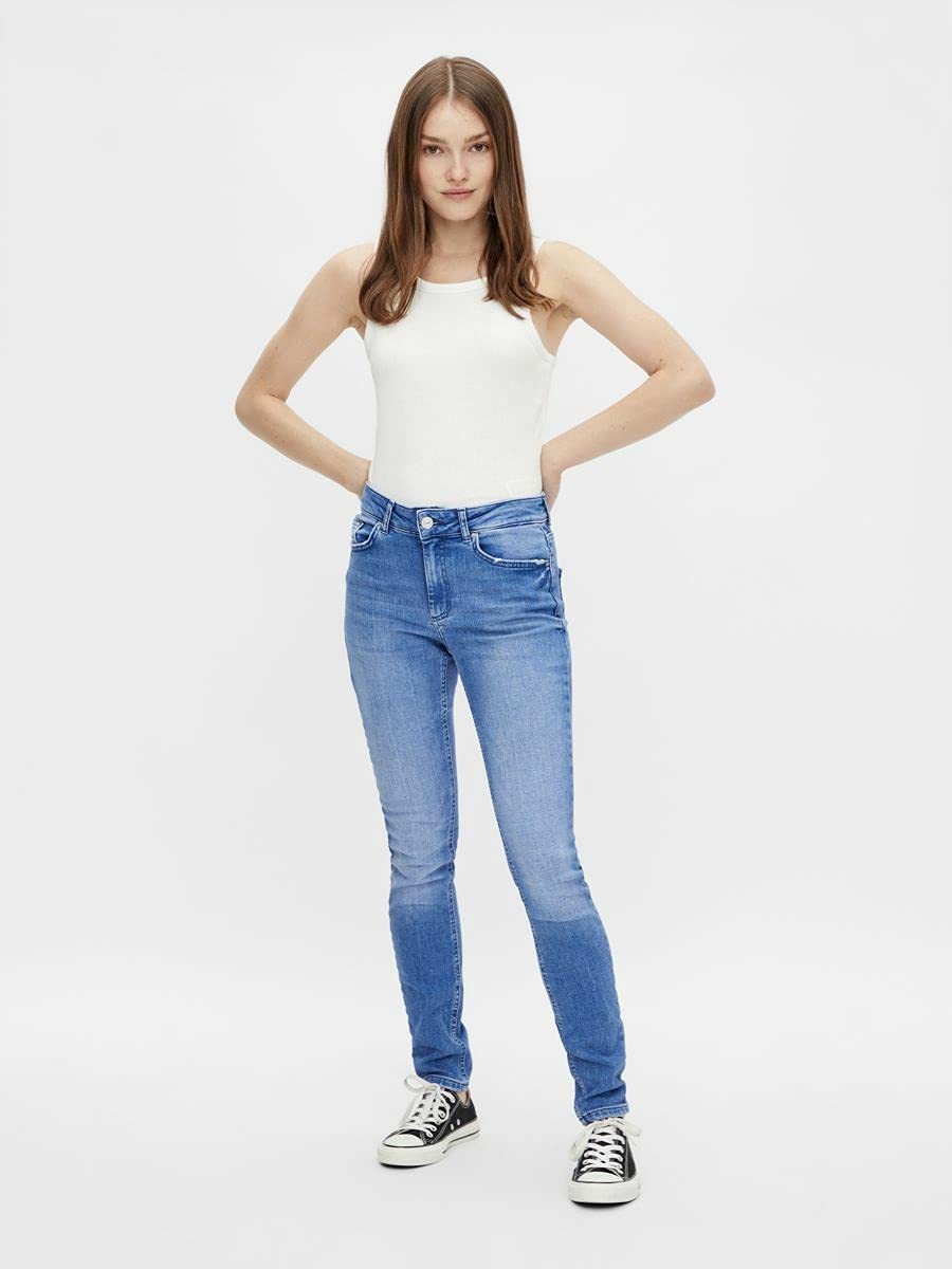 Pieces jeans skinny donna S vita media cotone
