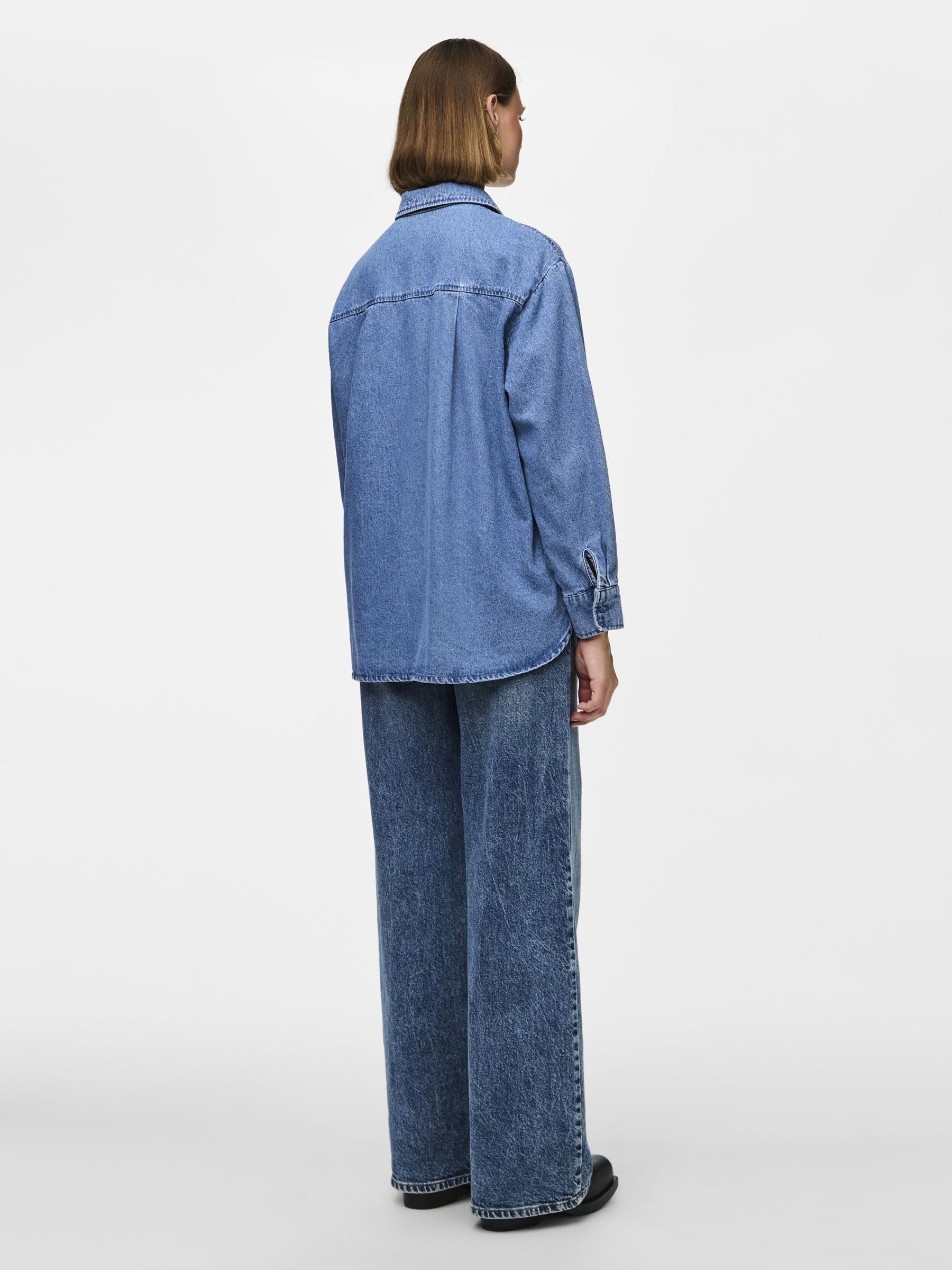 PIECES Pcmaisie Denim Shirt camicia jeans manica lunga