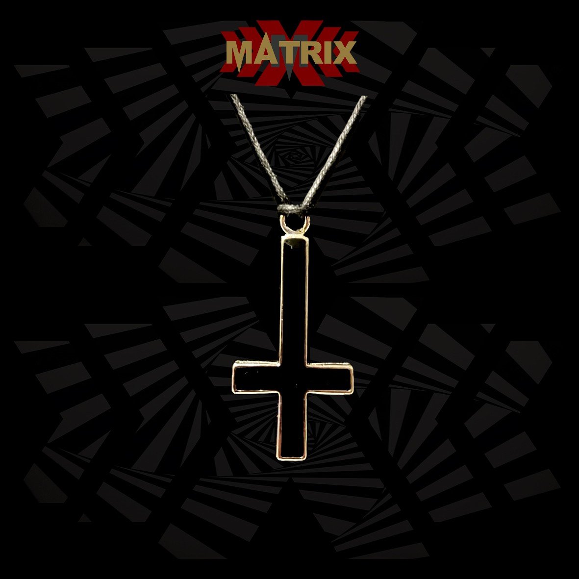 Matrix Music Store Cross Inverted Cross ciondolo zamak con cordino