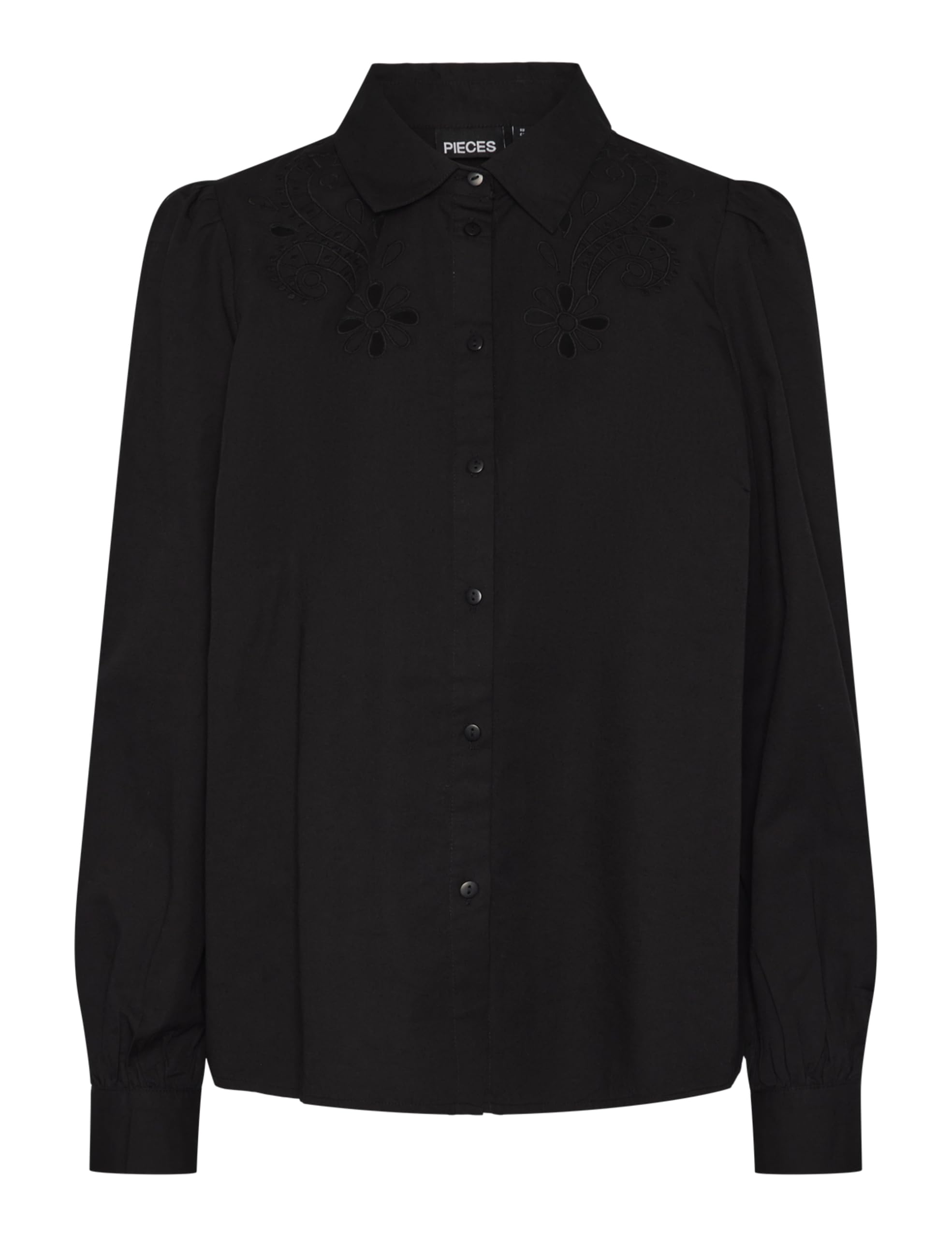 Pieces Pcnuda LS Embroidery Shirt camicia donna XS ricamata