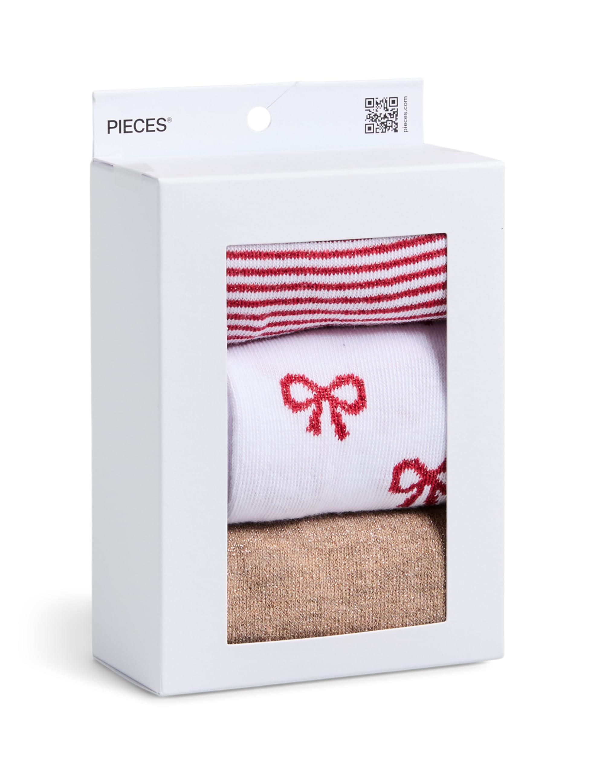 Pieces Pcjopi Xmas calzini donna glitter 3 paia uso quotidiano