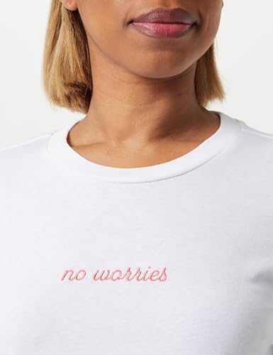 Pieces Pcfria SS Embroidery Tee t-shirt bianco No Worries