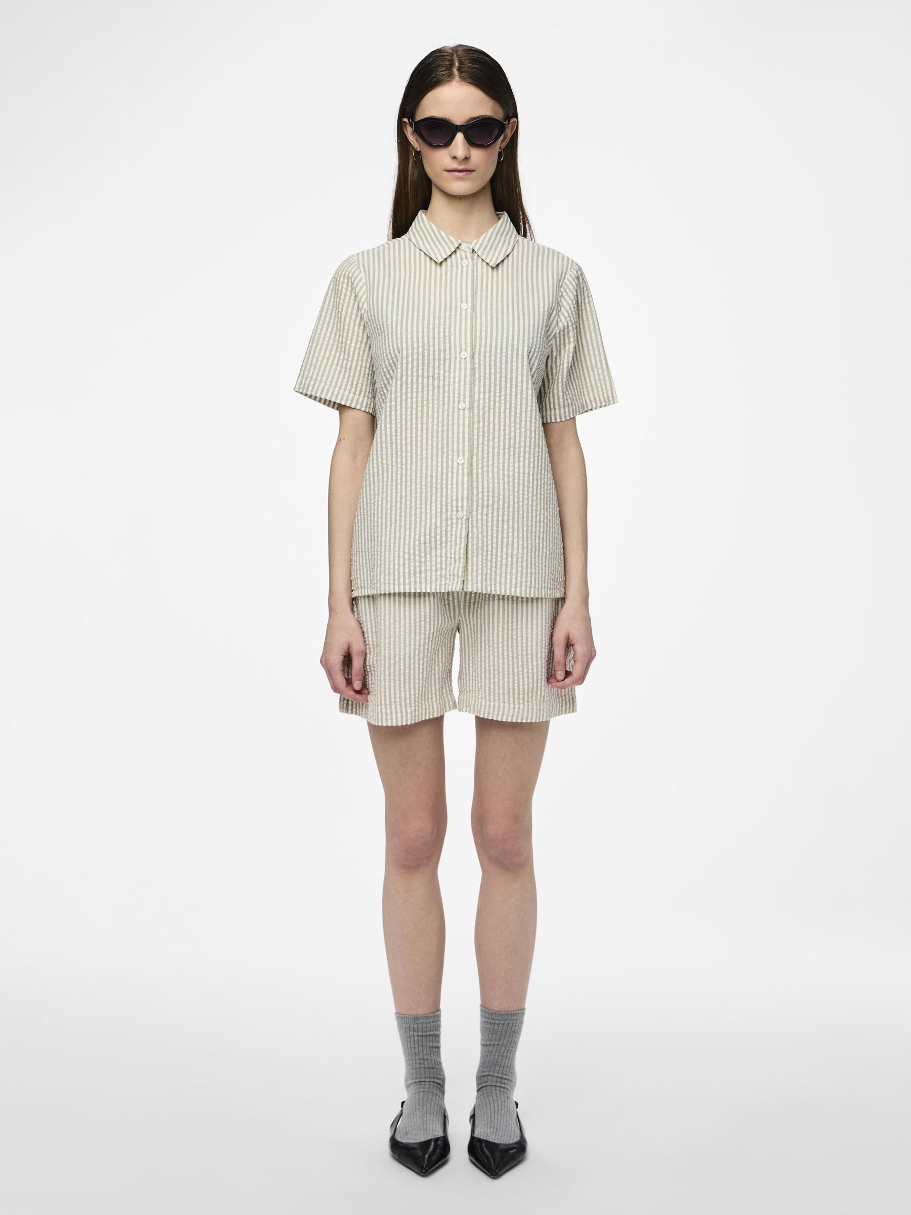 Pieces Pcsally Seersucker camicia donna maniche corte