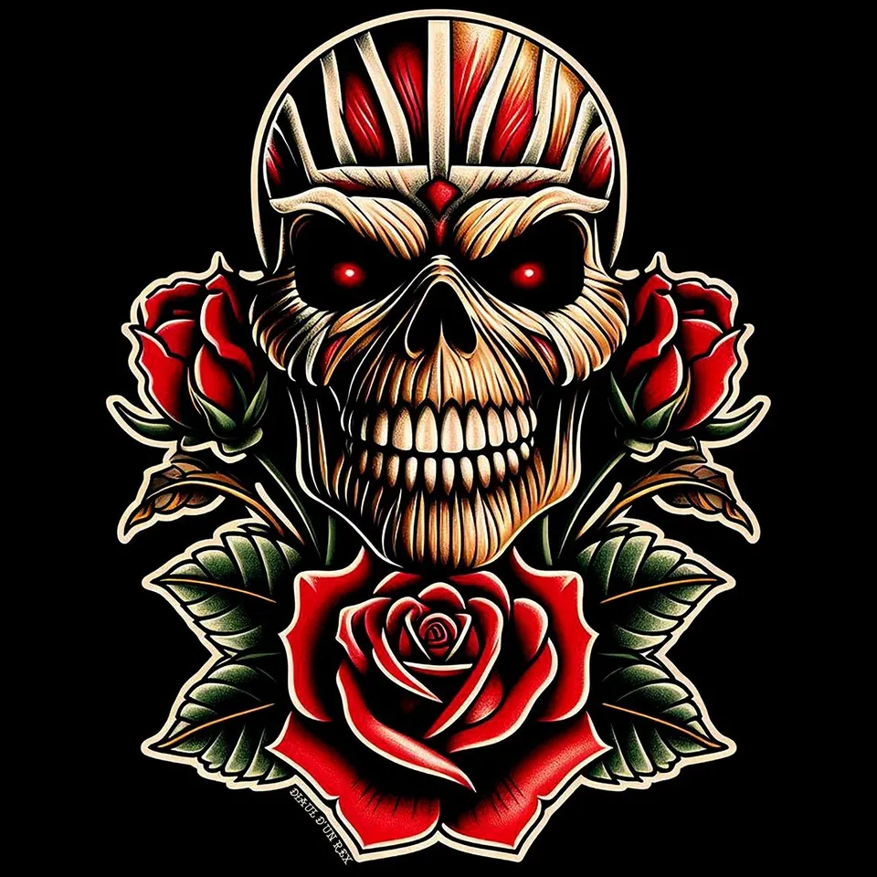 Matrix Rex Diaul D’Un Rex Skull Eddie Tattoo t-shirt cotone