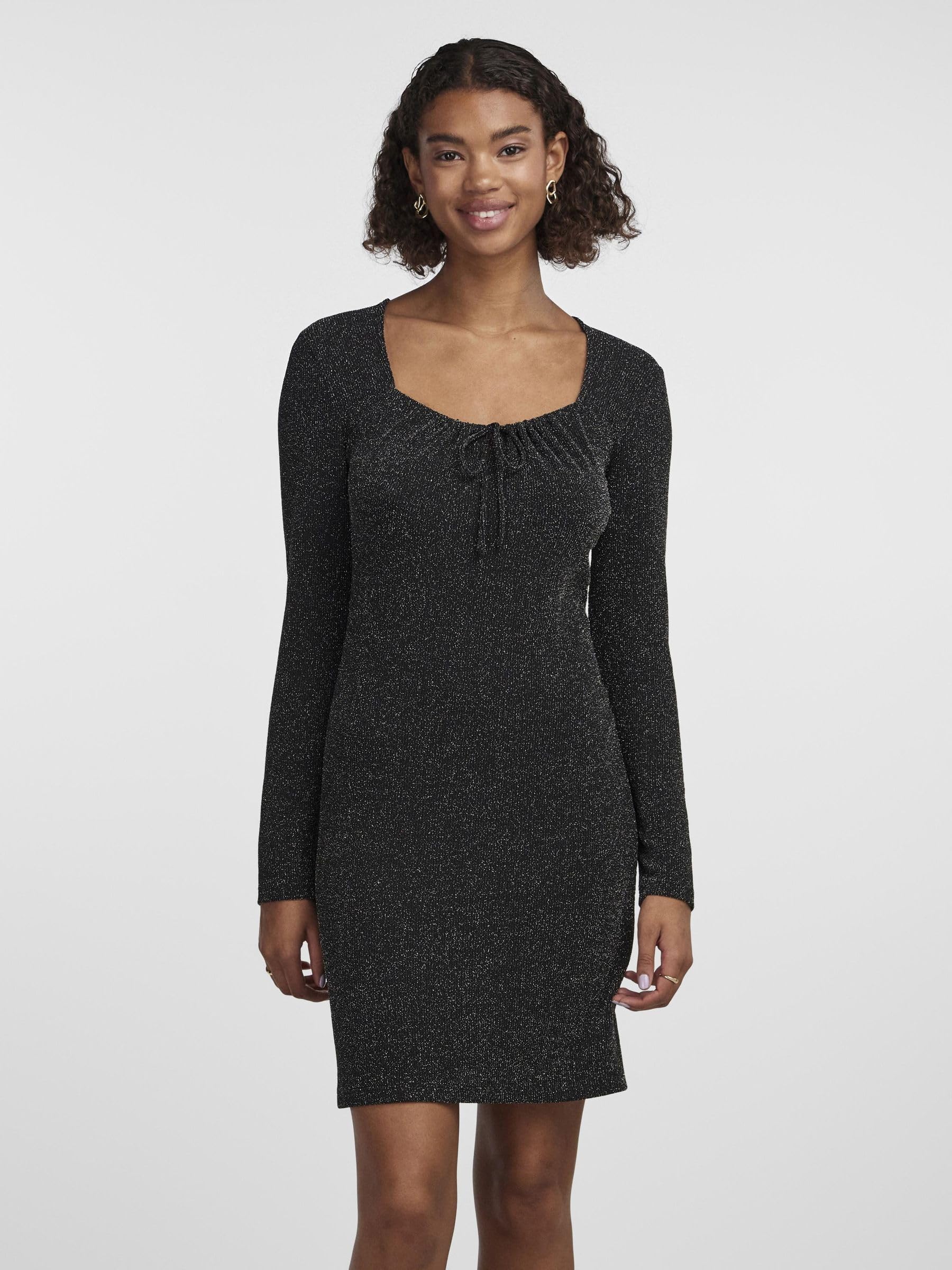 Pieces & Peace Pclina LS Tie Dress vestito nero S