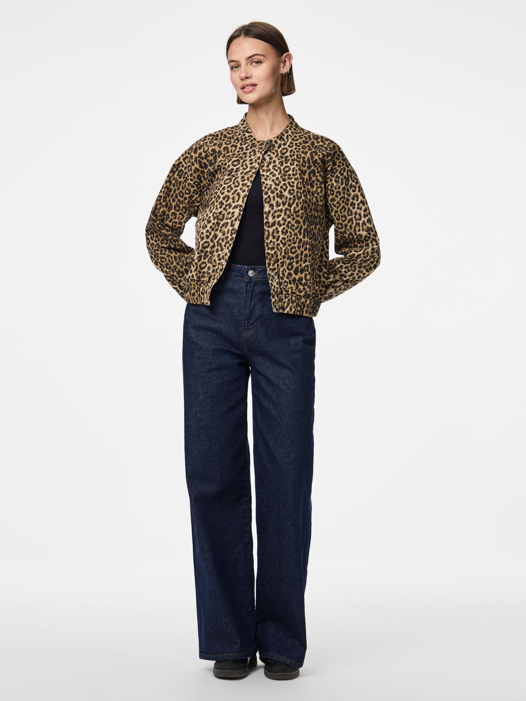 Pieces Pcsalume Bomber Leopard giacca donna S leopardata