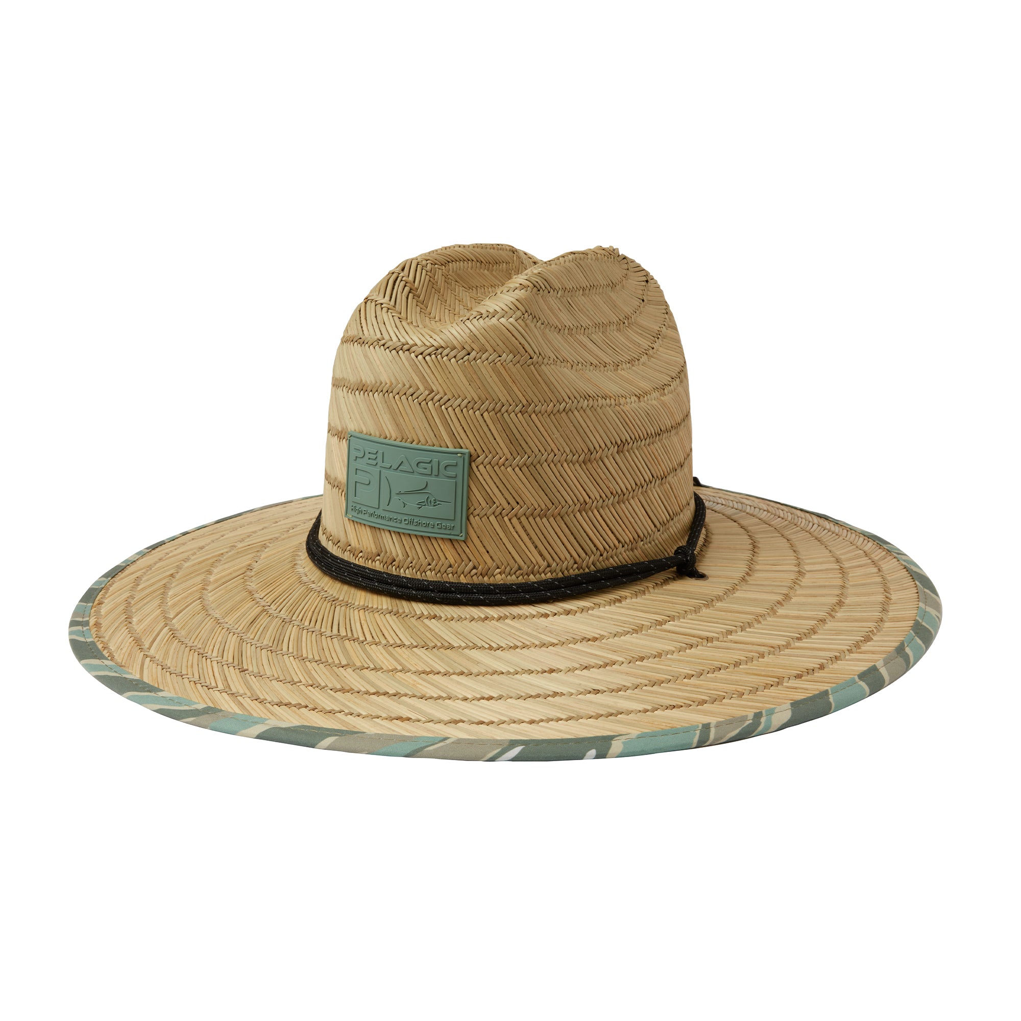 Pelagic Baja Wahoo Camo cappello paglia mangrove OS tesa larga