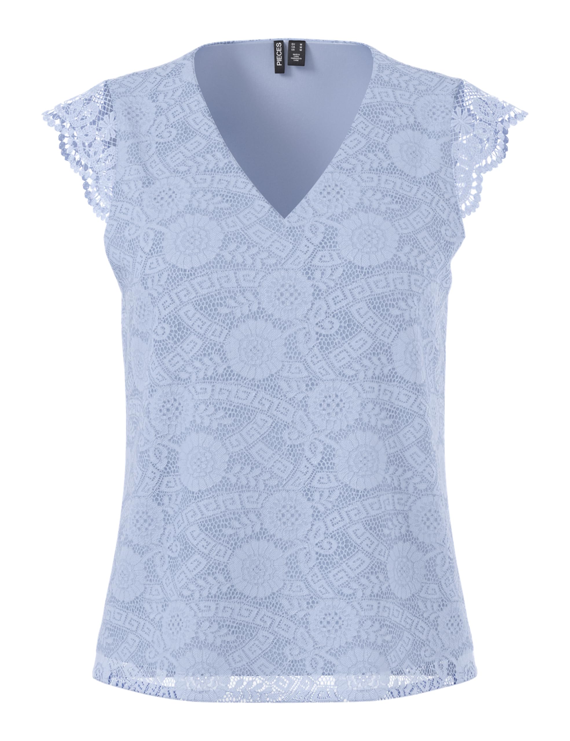Pieces Pcolline SL Lace V-Neck Top Noos Donna Pizzo