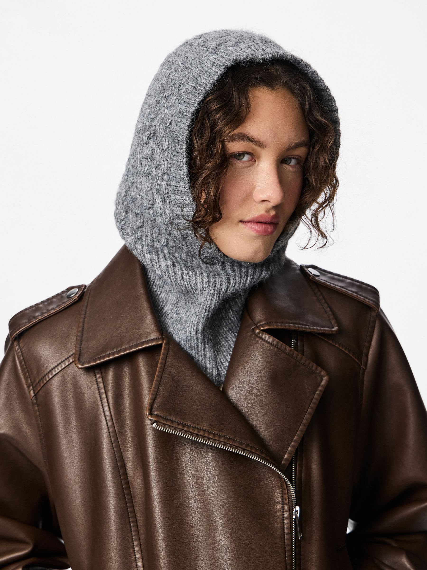 PIECES Pcjisa Balaclava Passamontagna Donna Grigio Scuro