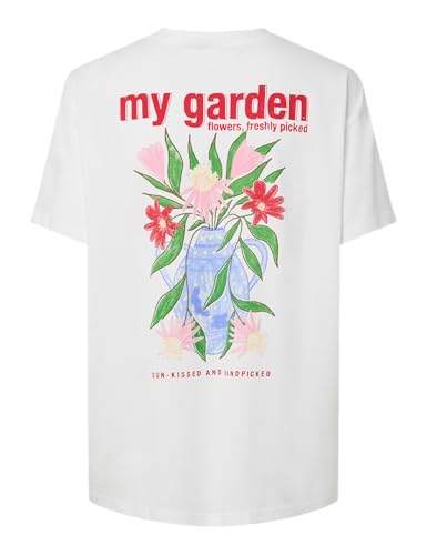 Pieces Pcpoppi SS T-shirt stampata donna bianca XS