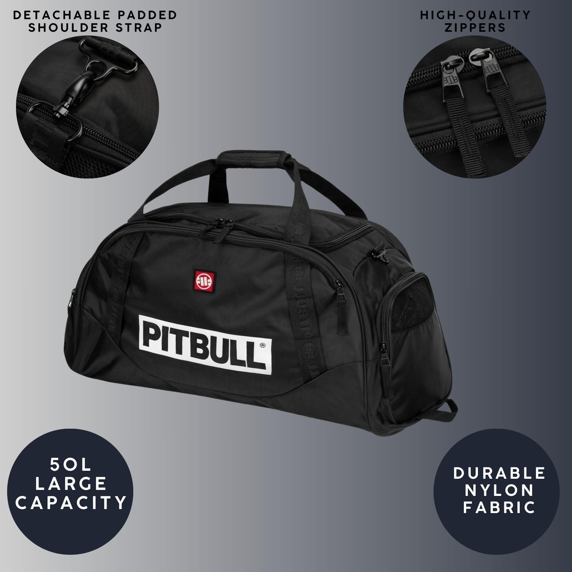 Pitbull borsone sportivo unisex nero in nylon resistente