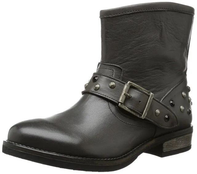 Pieces Isadora Leather stivaletti donna grigio scuro 36 EU