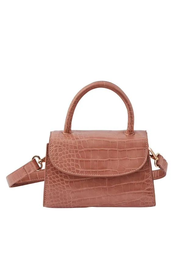 Pieces & Peace borsa a mano rosa stampa croco tracolla
