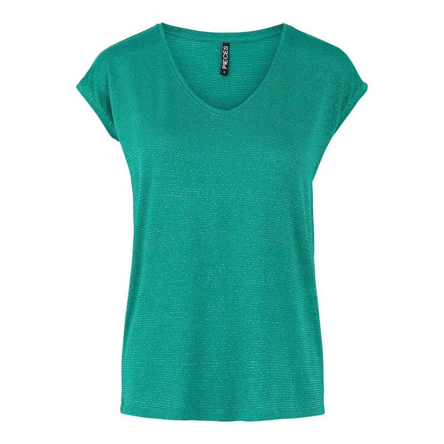 Pieces Billo Lurex Short Sleeve V Neck T-Shirt maglietta 2XL