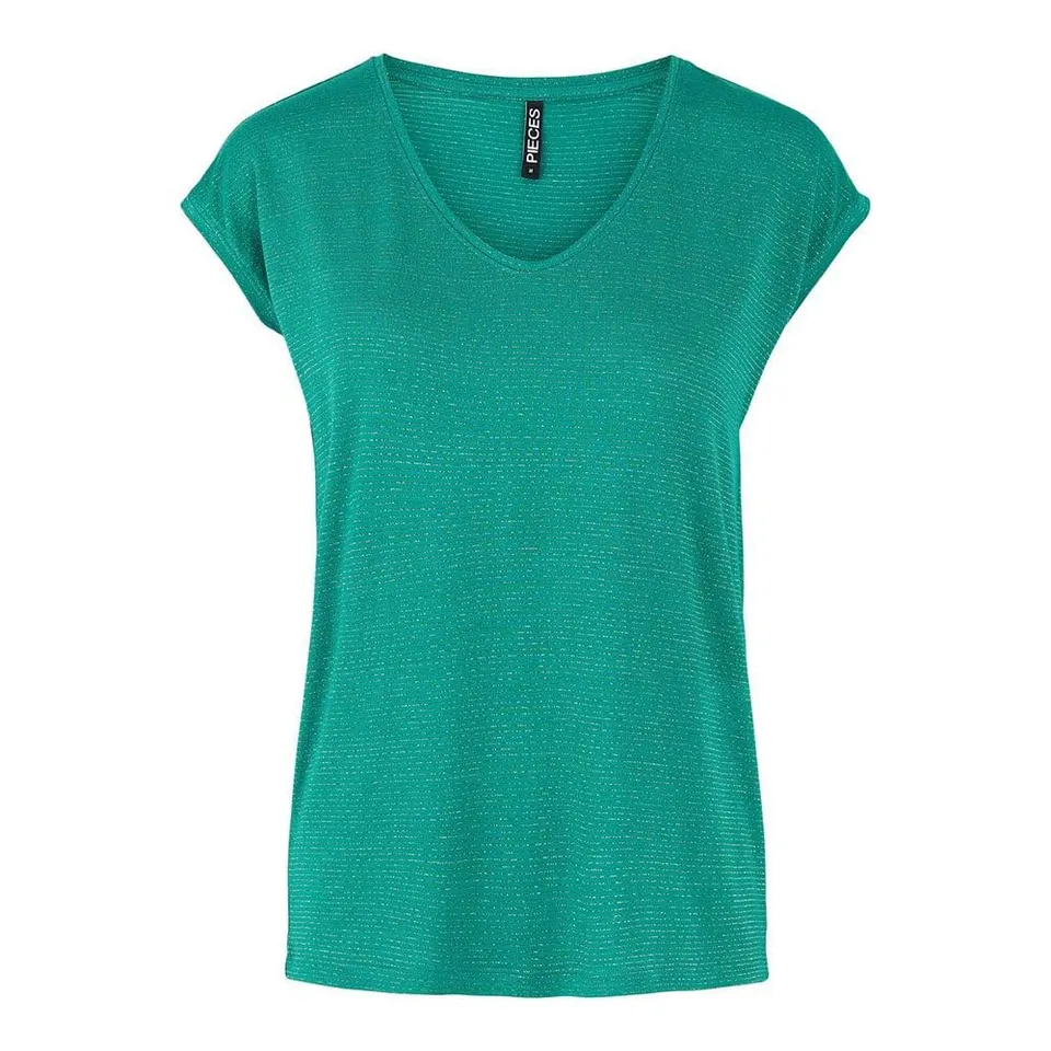 Pieces Billo Lurex Short Sleeve V Neck T-Shirt maglietta 2XL