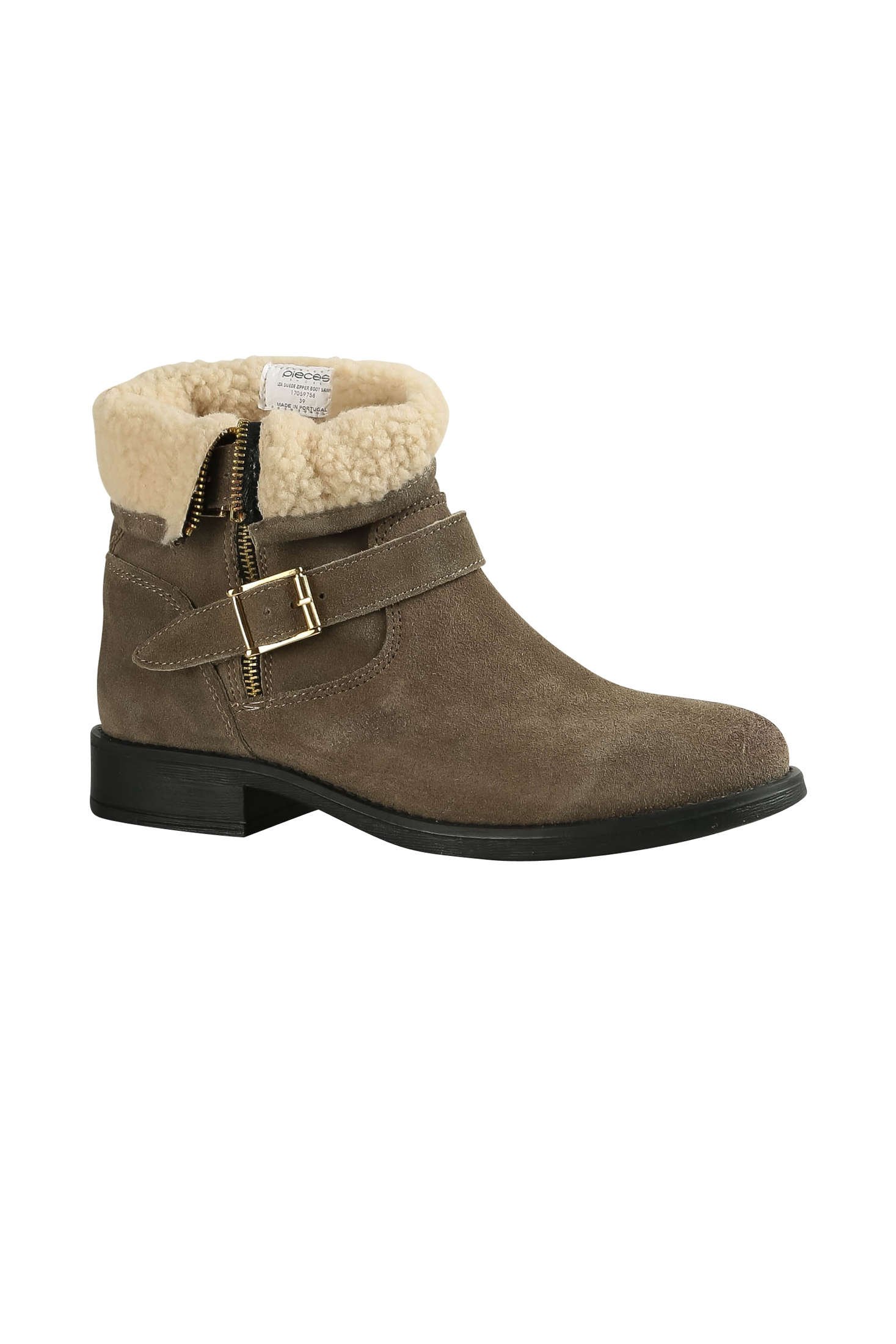 Pieces Iza Suede Zipper Boot stivaletti 40 sabbia